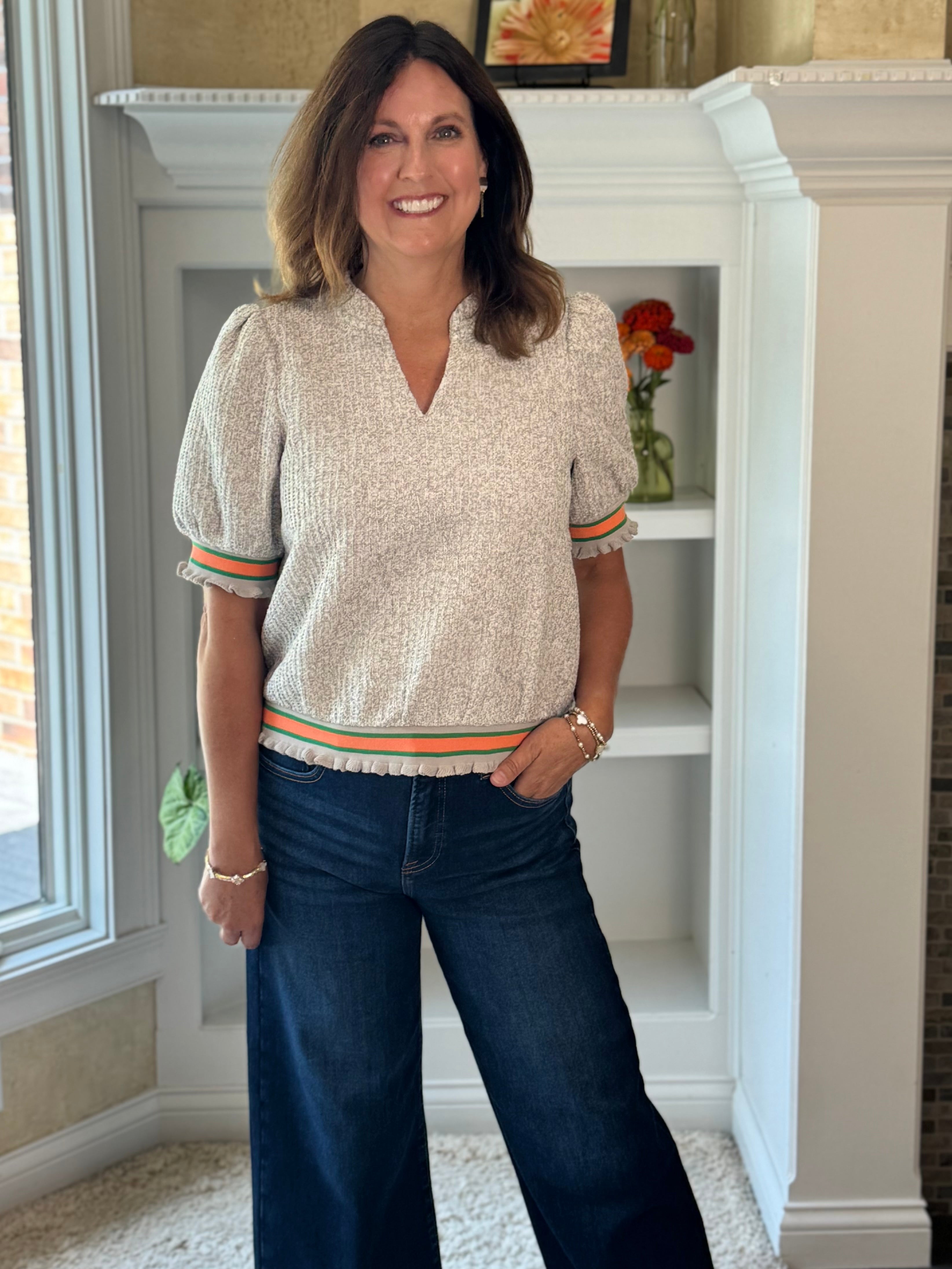 Retro Contrast Knit Top