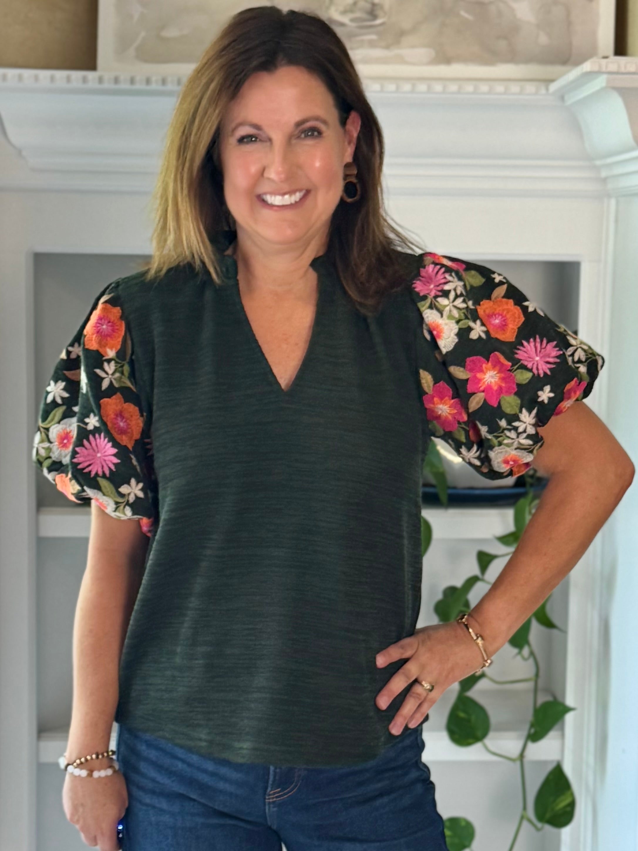 THML Fall in Bloom Embroidered Top