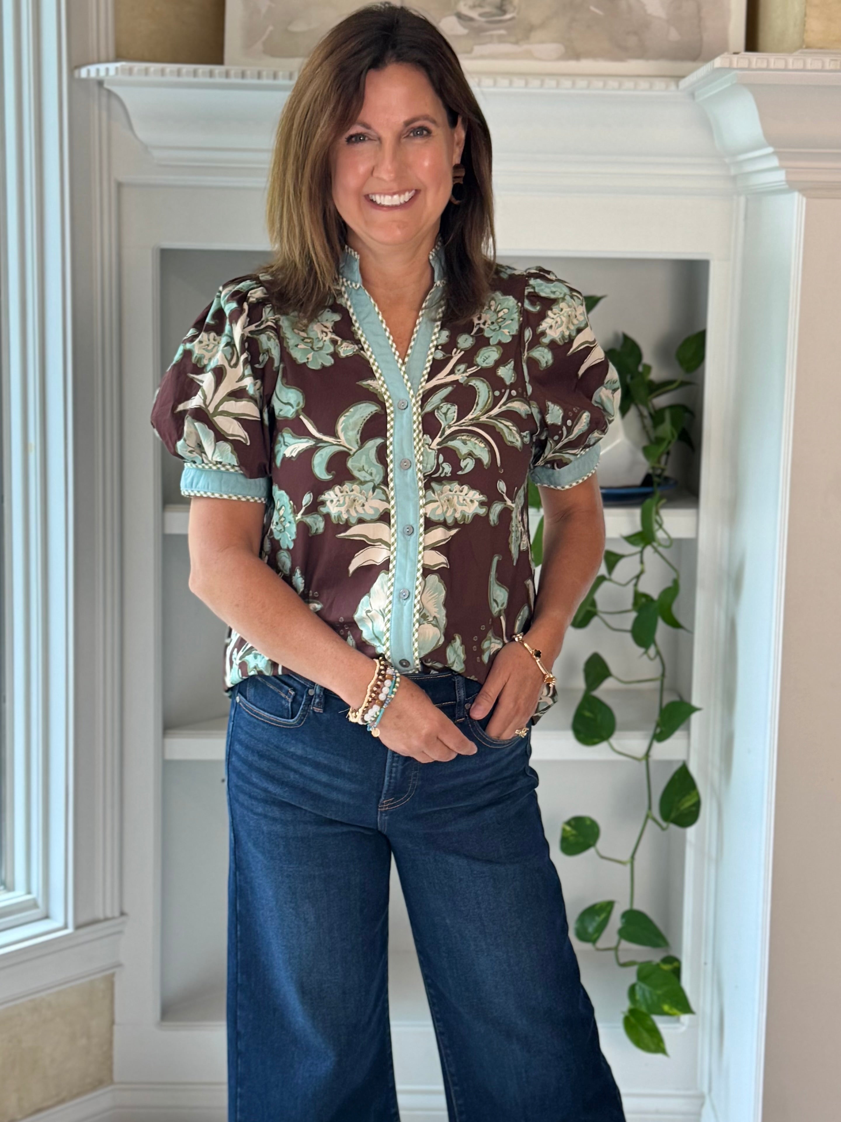 Mocha Garden Floral Top