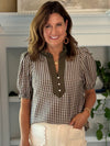 Classic Charm Gingham Top - Olive