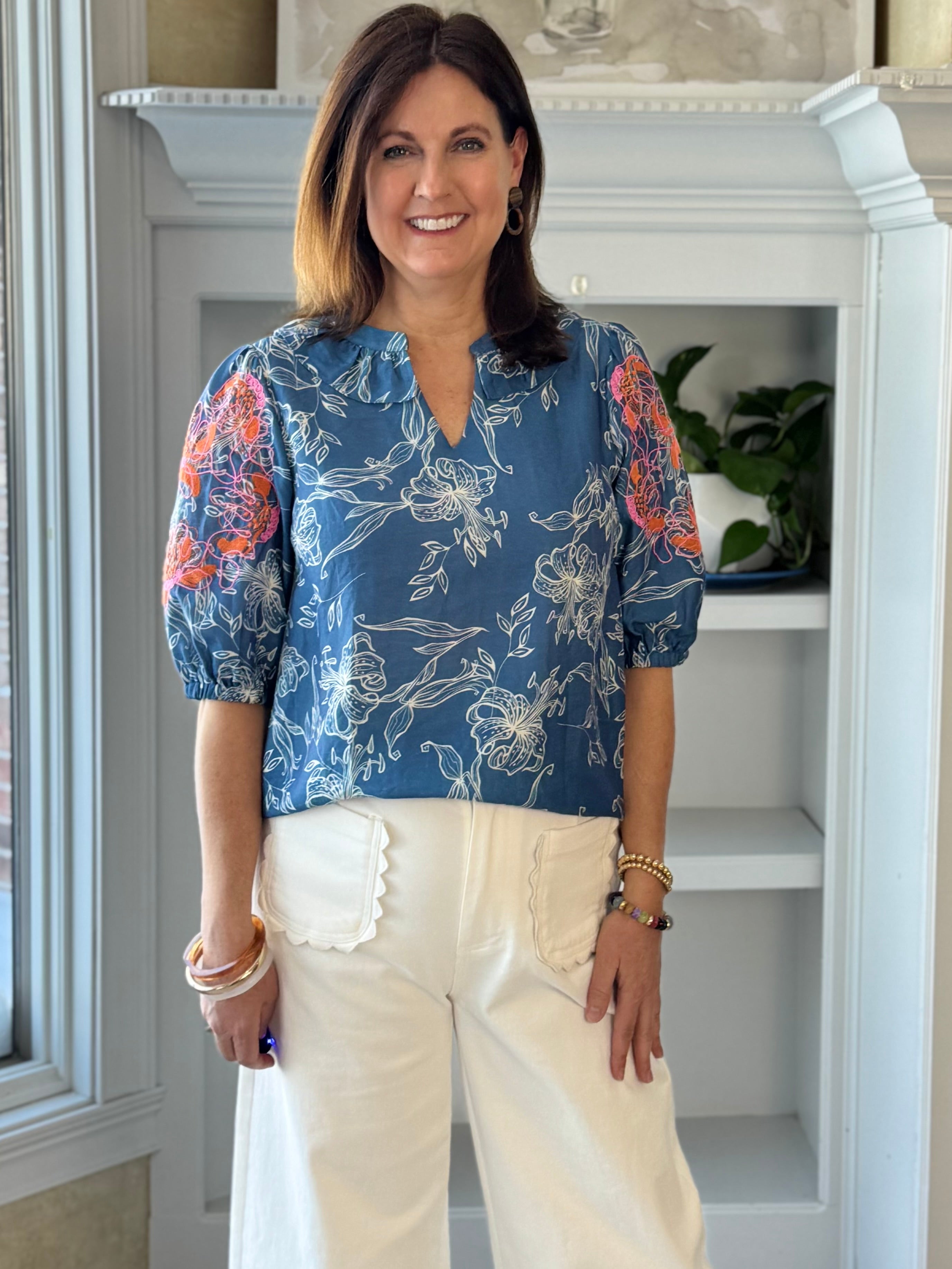Blue Note Embroidered Blouse