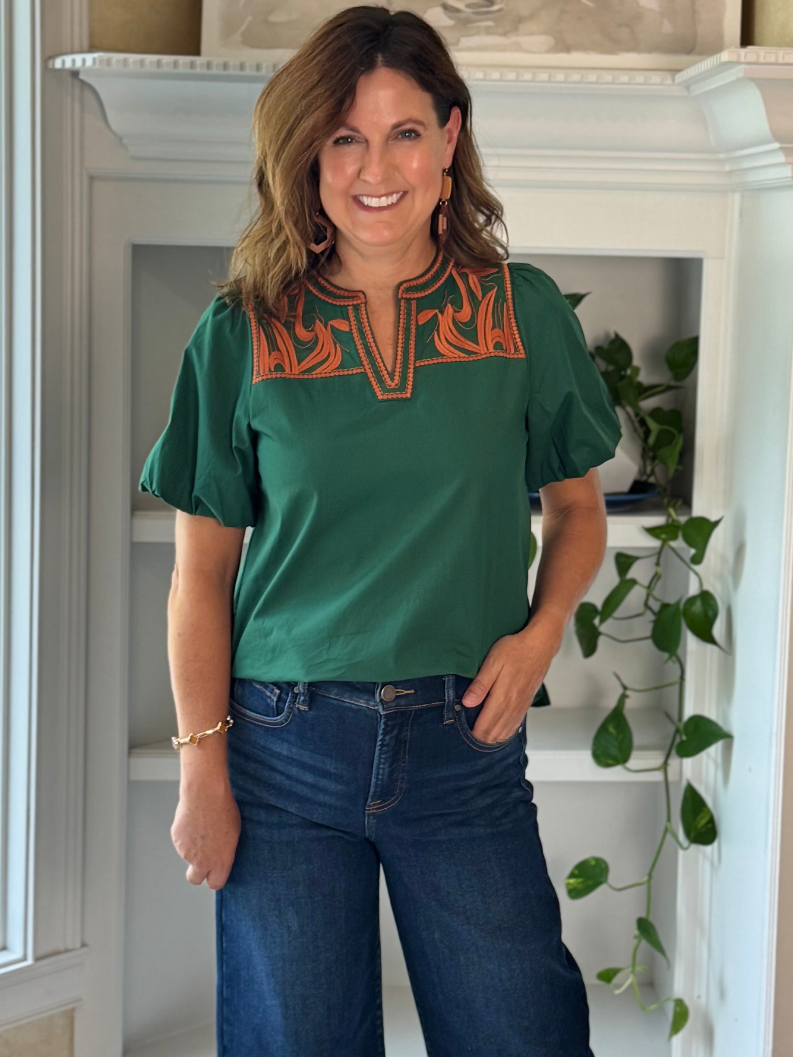 Autumn Ember Embroidered Top