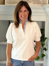 Modern Prep Contrast Top - Off-White