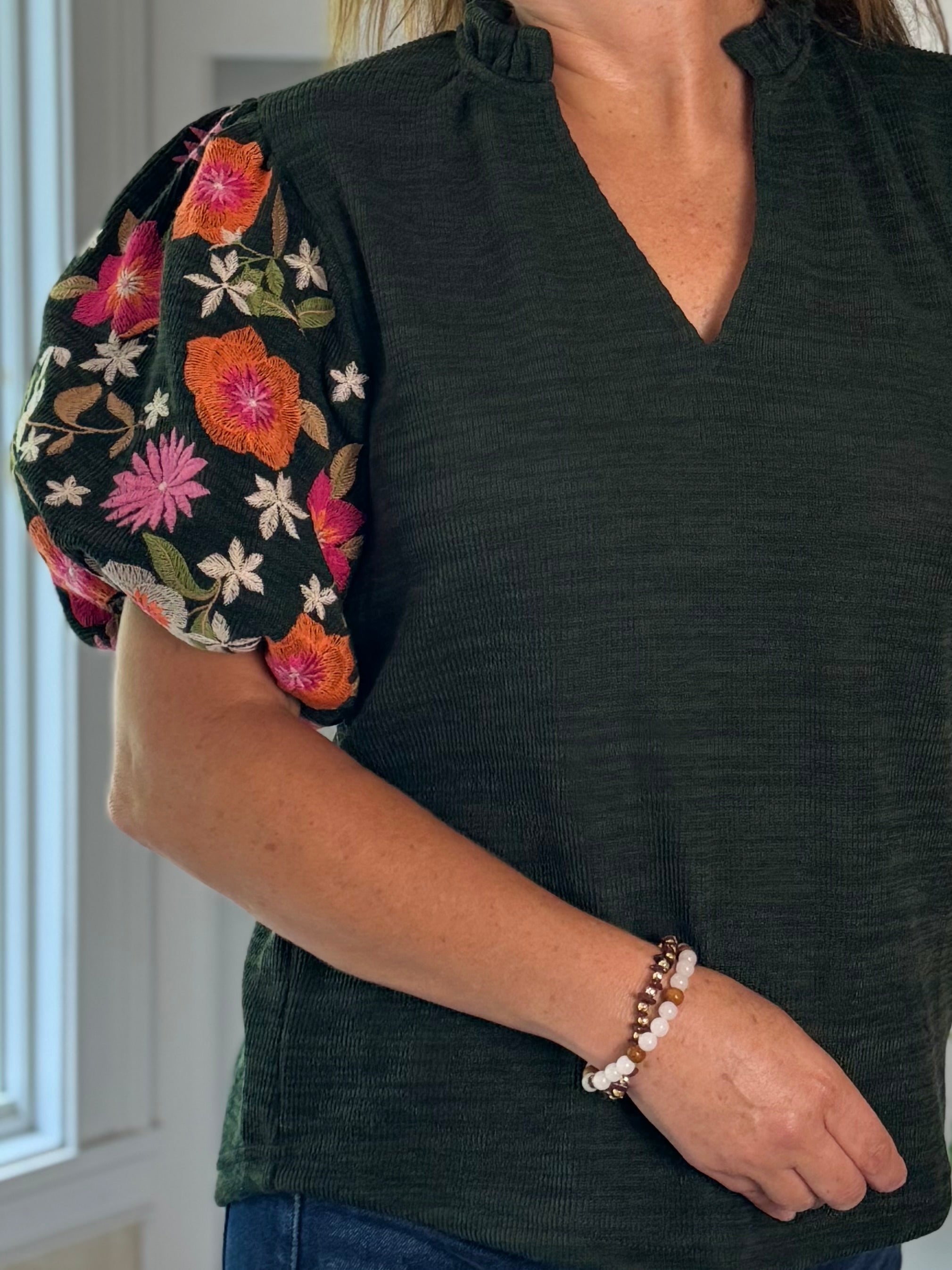 THML Fall in Bloom Embroidered Top