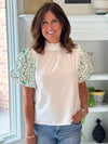 THML Green Twist Embroidered Top