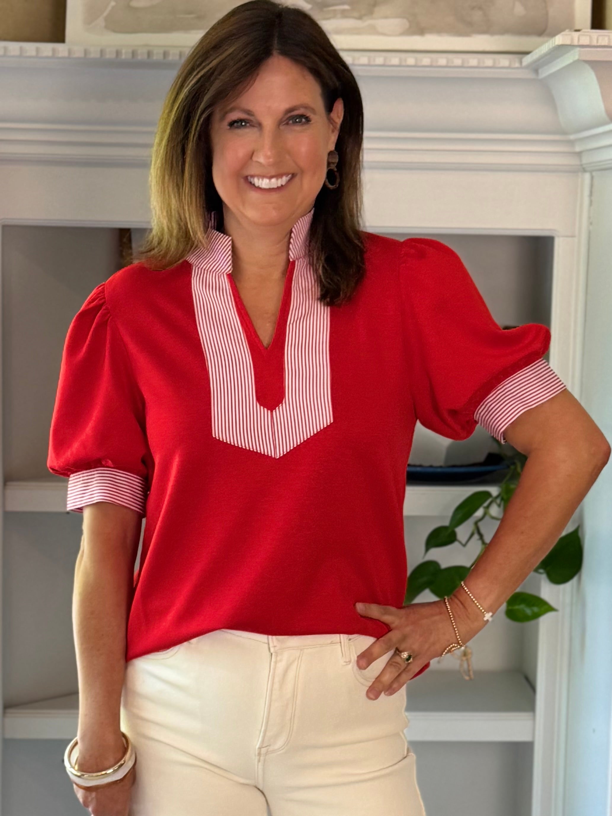Timeless Contrast Top - Red