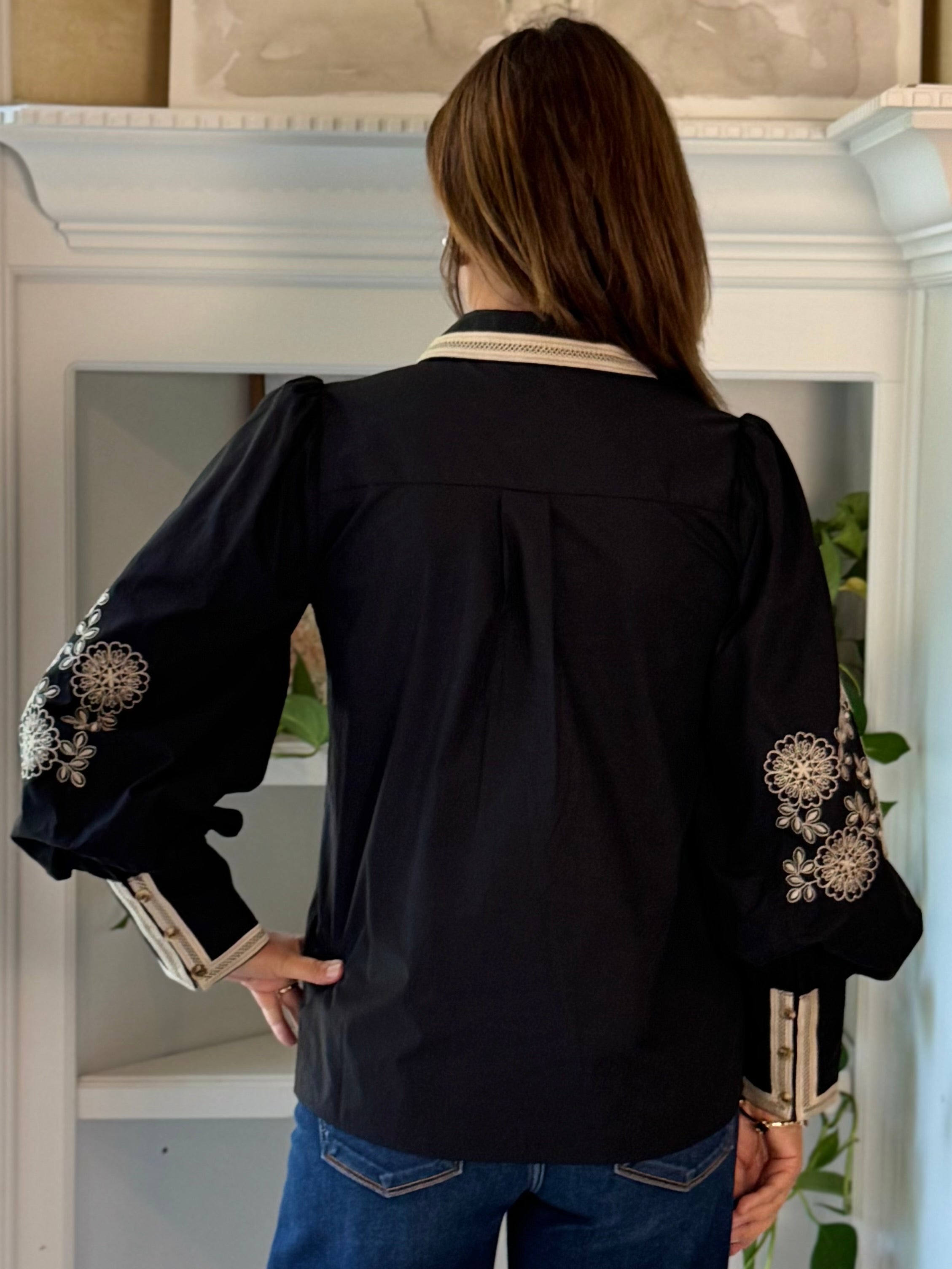Free Spirit Embroidered Top - Black