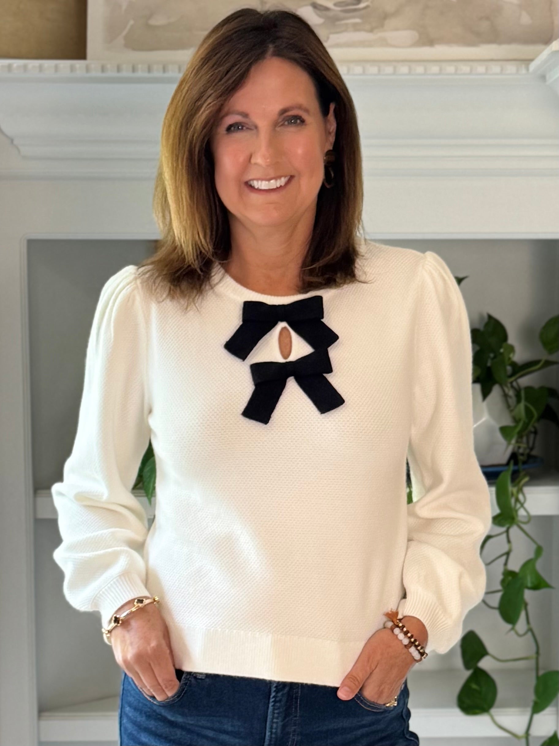 Two of a Kind Bow Knit Top - Ivory