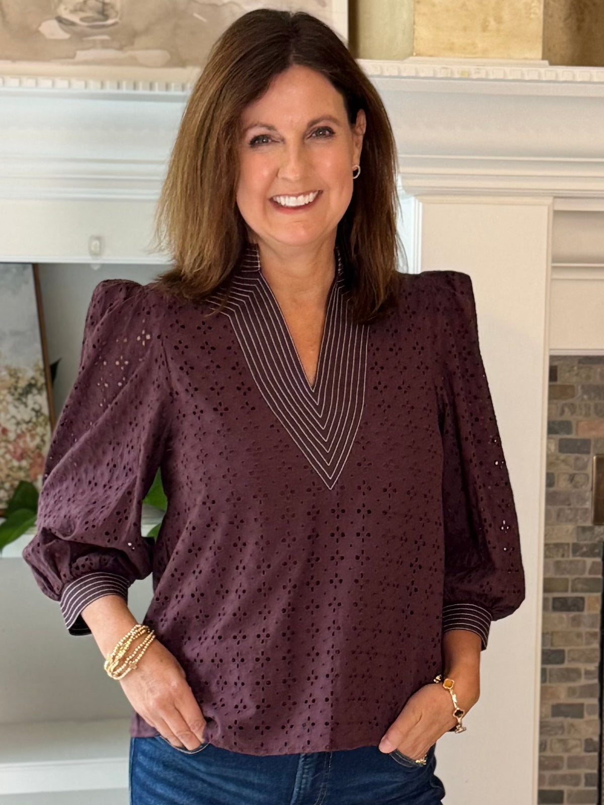 Espresso Allure Eyelet Top