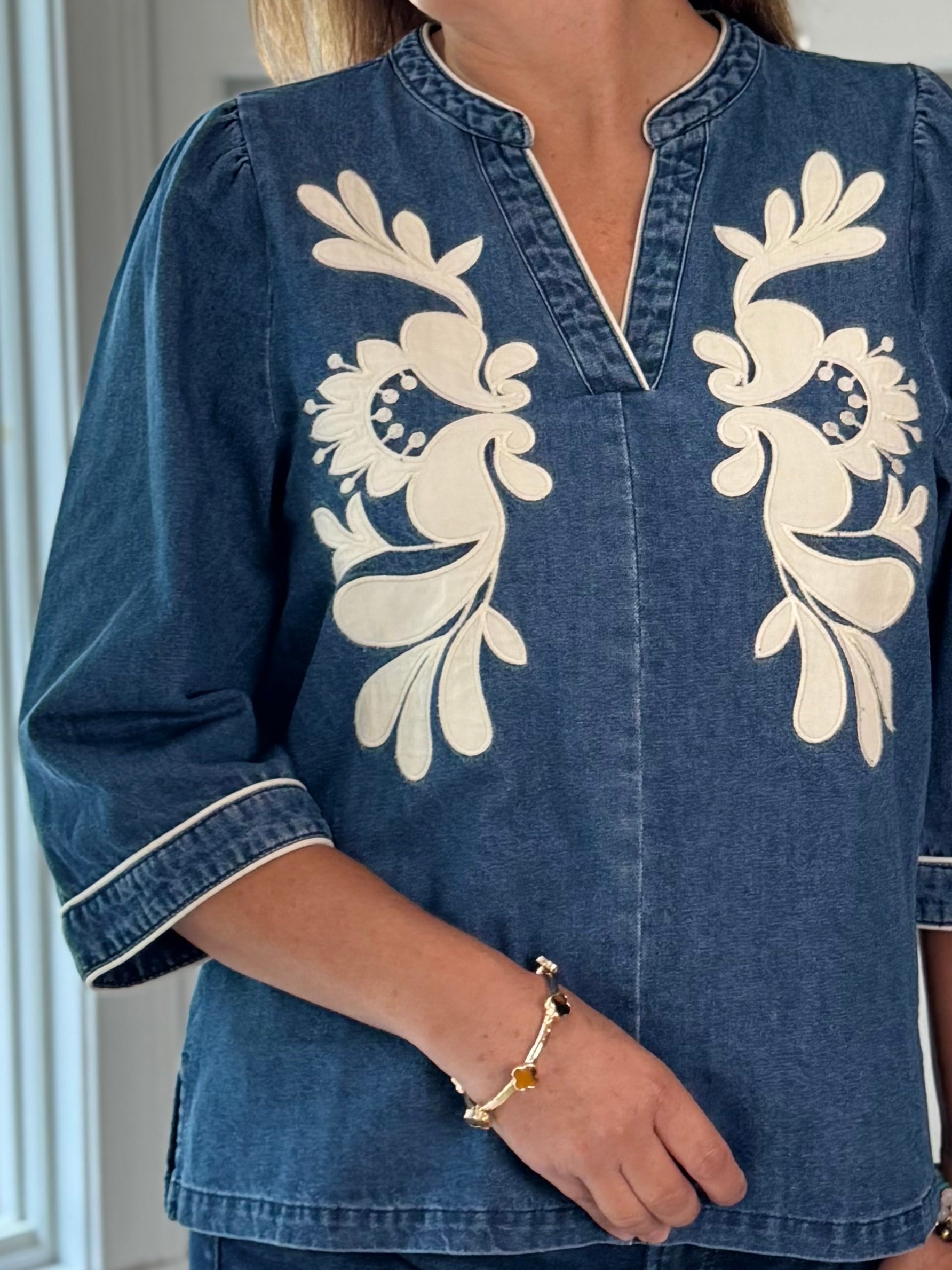Denim & Grace Applique Top