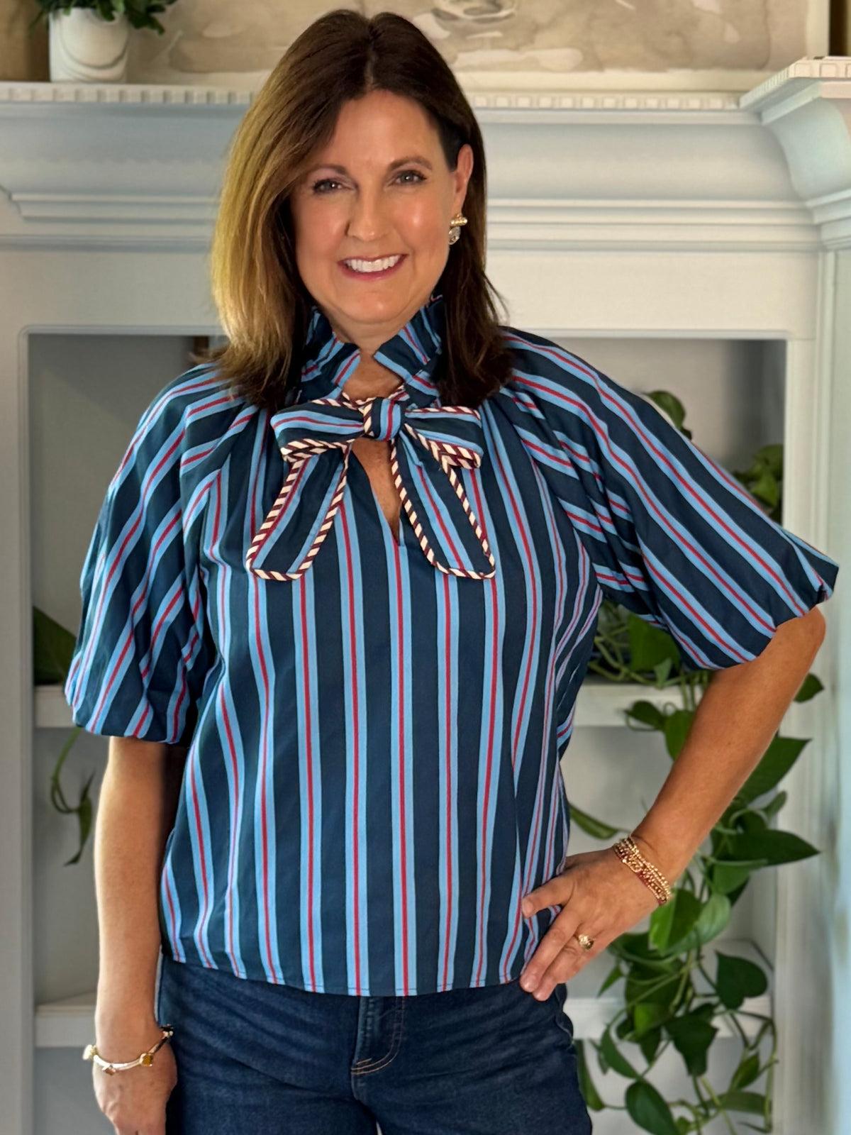THML Making Waves Striped Tie Top