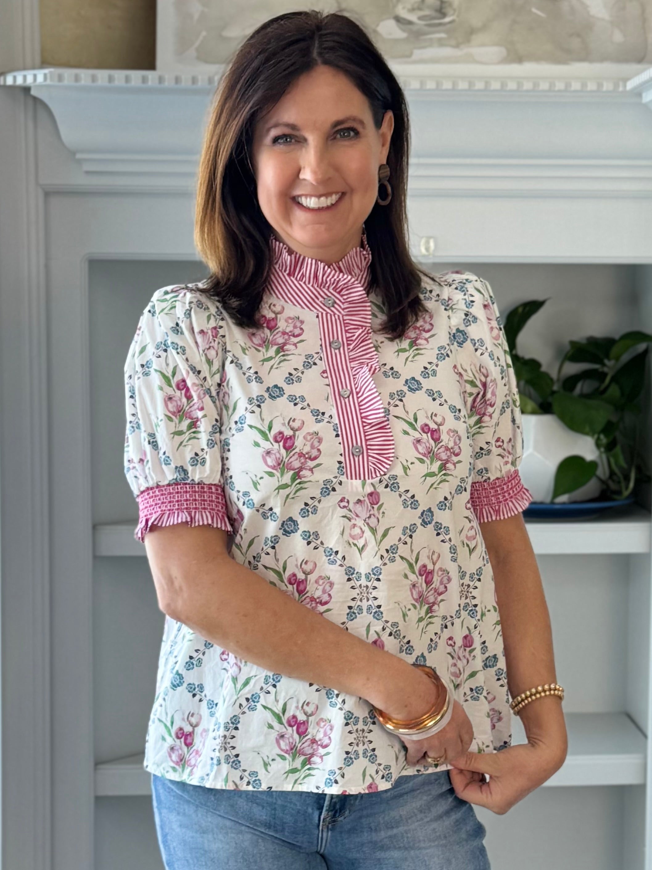 Standout Floral Detail Top - Ivory