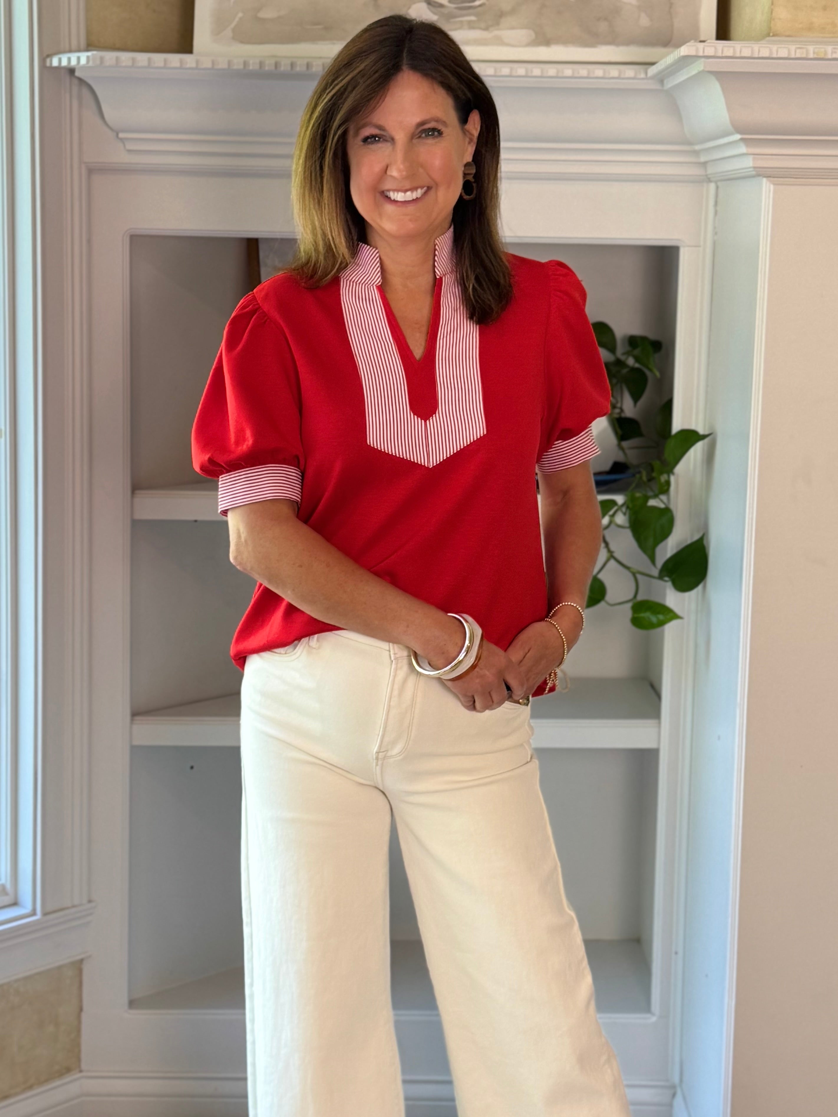 Timeless Contrast Top - Red