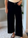 Everyday Luxe Wide Leg Cropped Corduroy Pants - Black