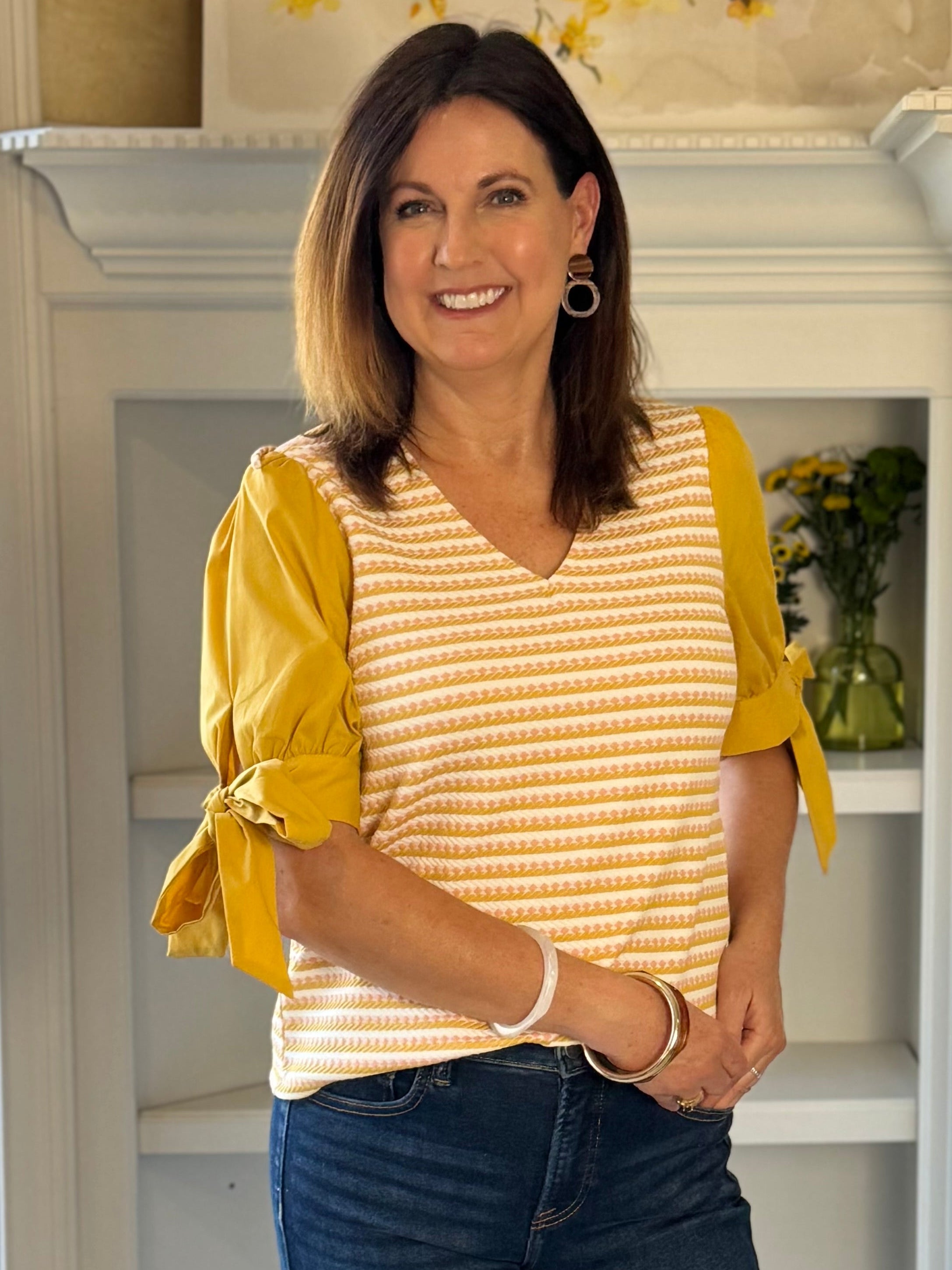 Hello Sunshine Tie-Sleeve Top