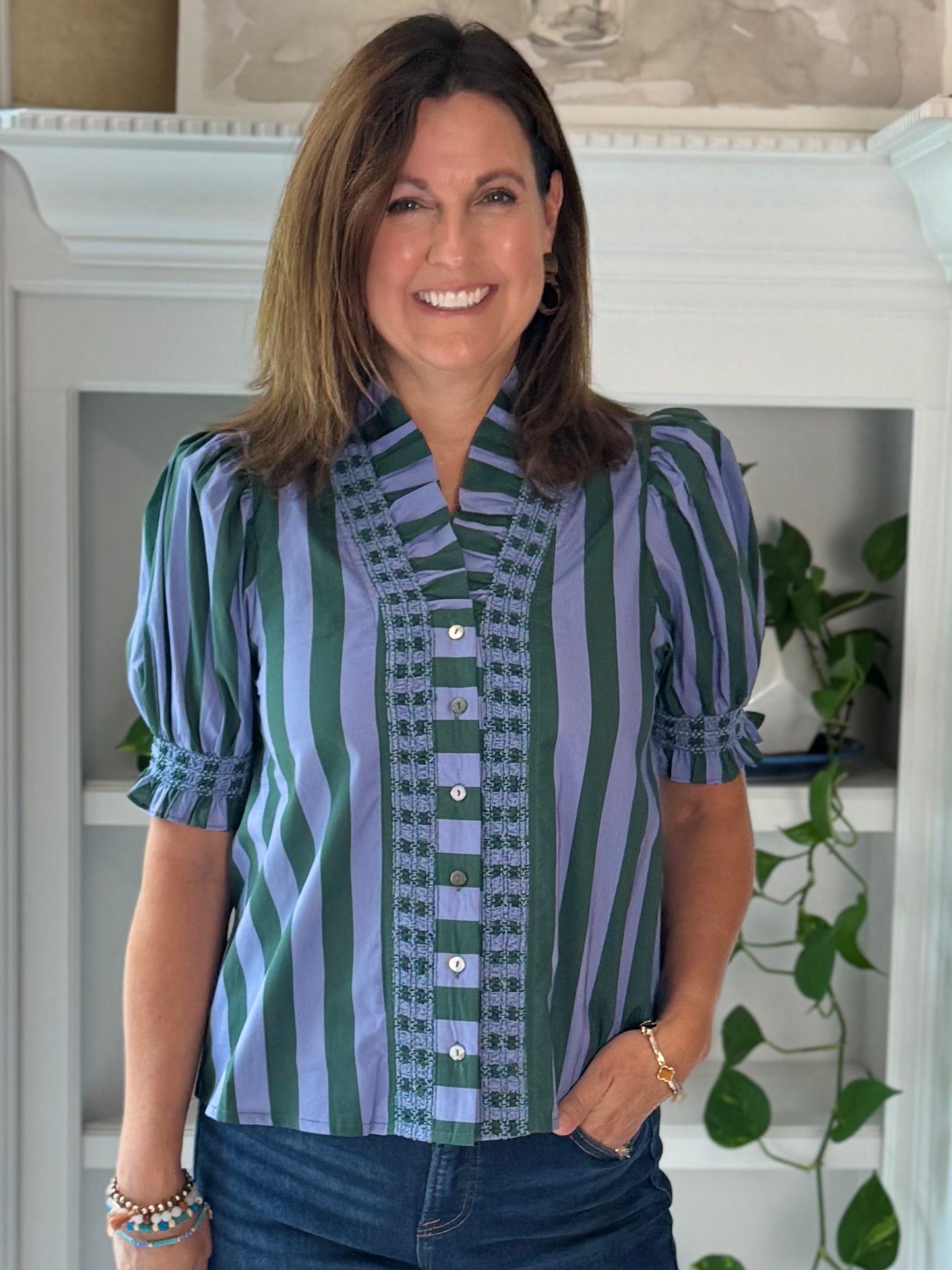 Love at First Stripe Top - Blue/Green