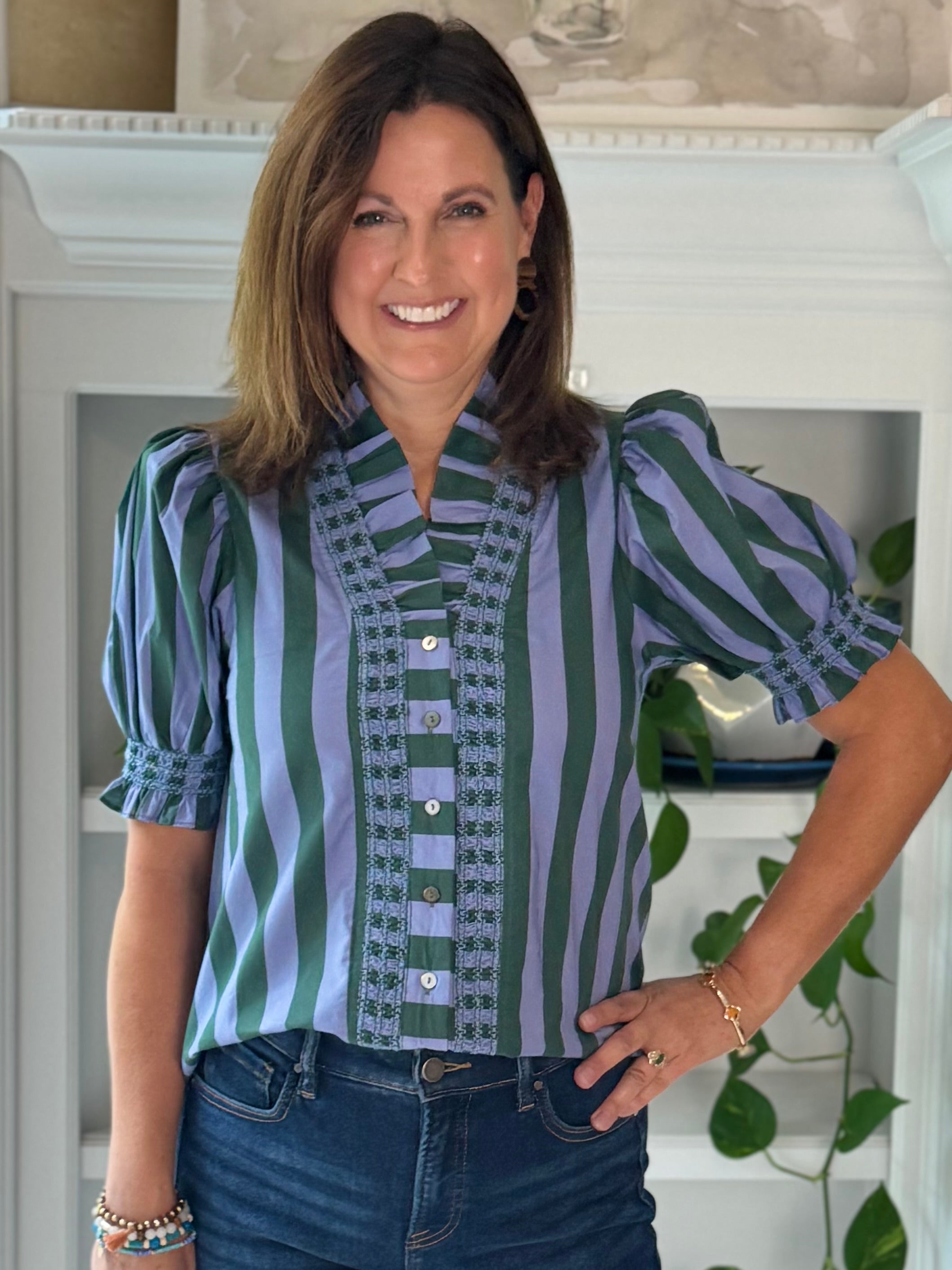 Love at First Stripe Top - Blue/Green