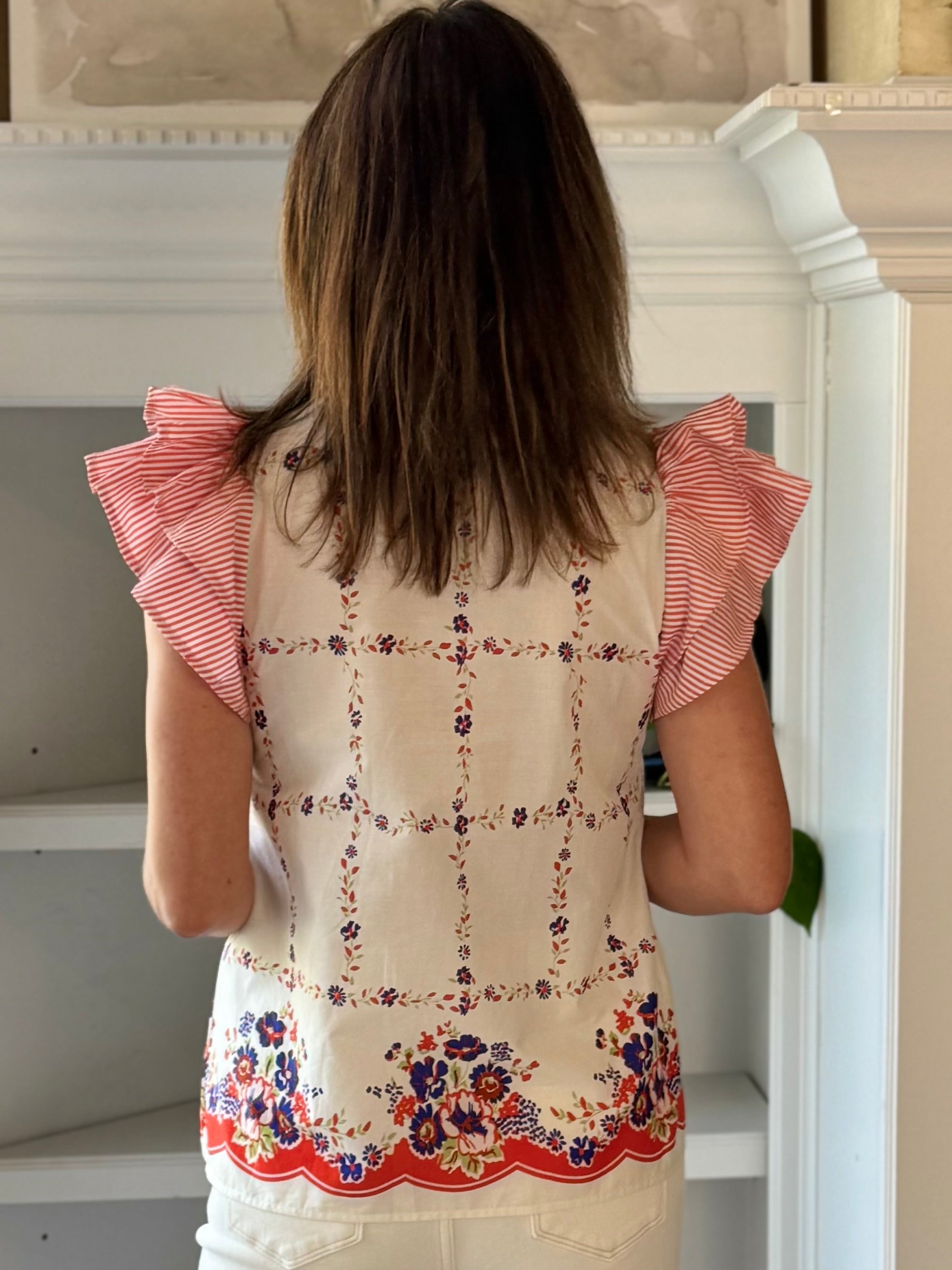 Summer Stroll Floral Contrast Top