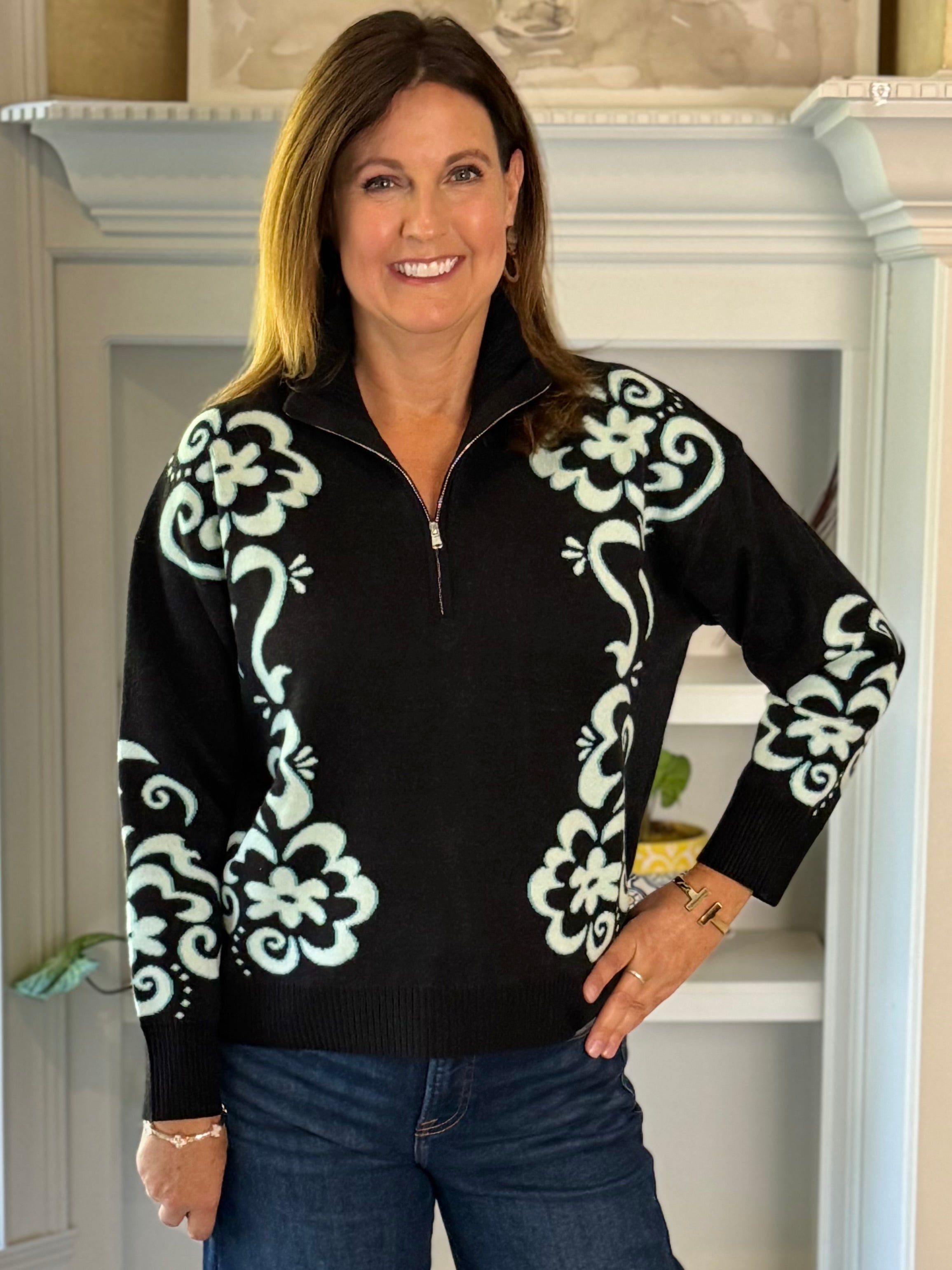 Midnight Floral Sweater