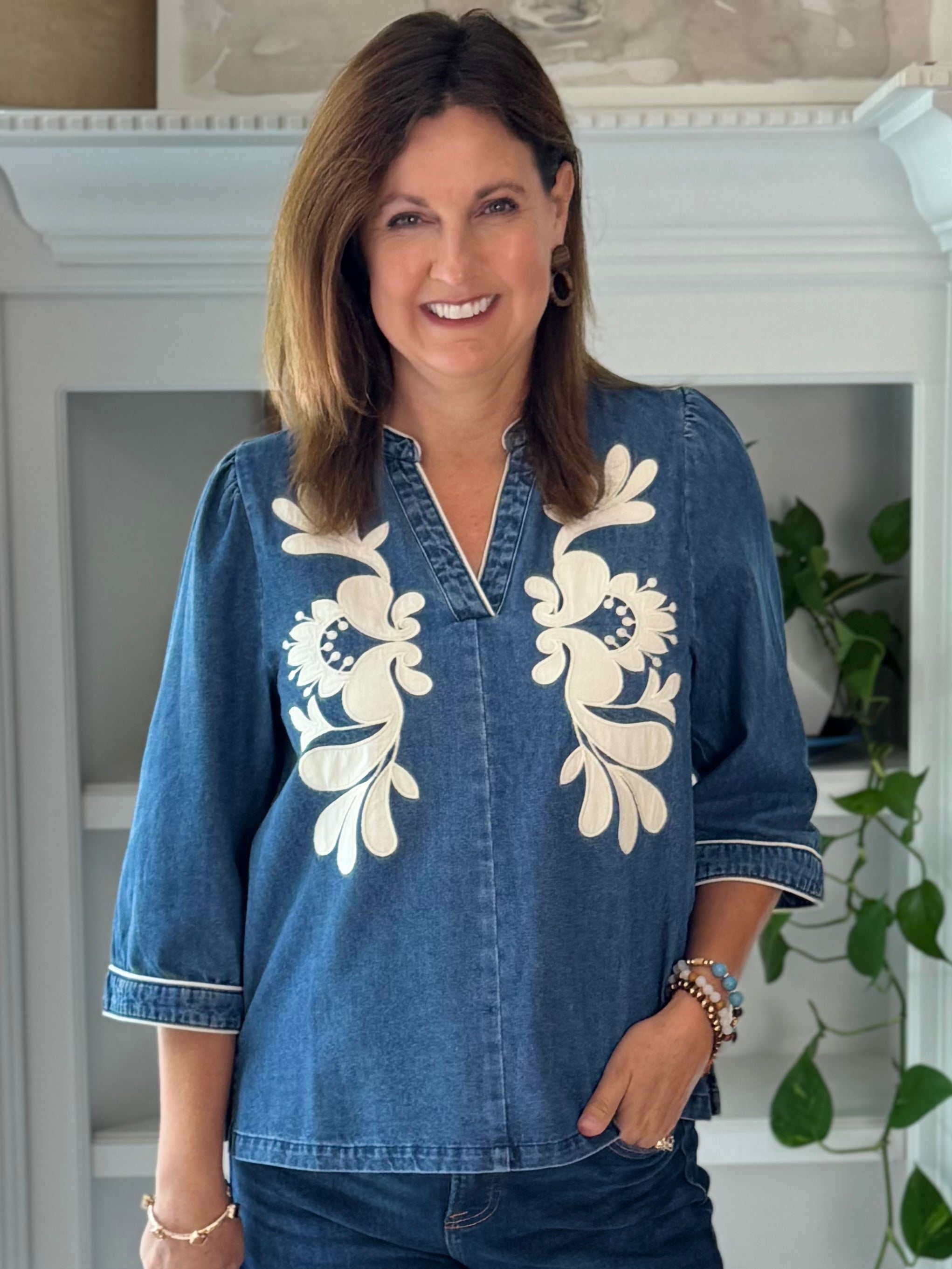 Denim & Grace Applique Top