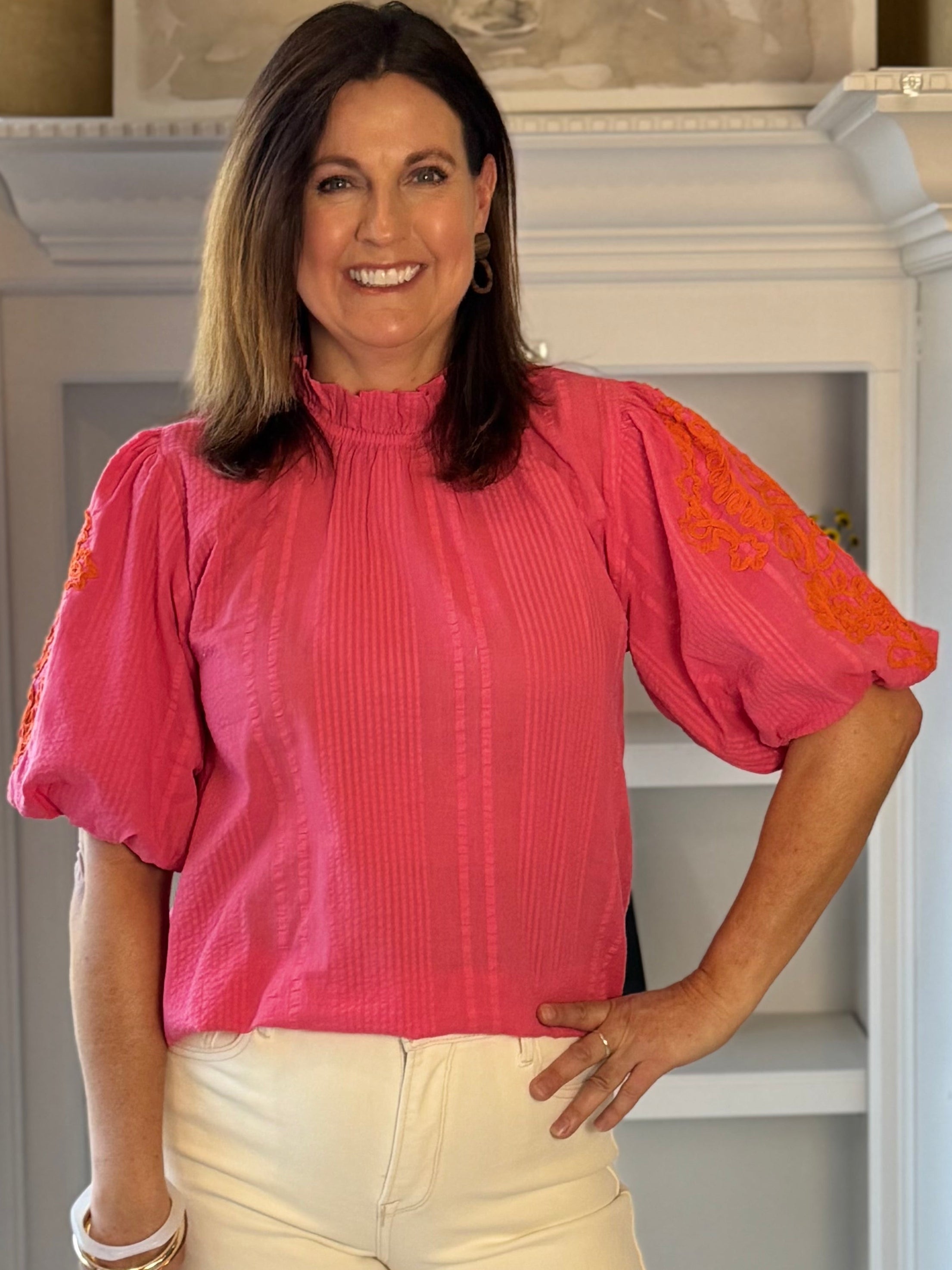 THML Color Crush Embroidered Top