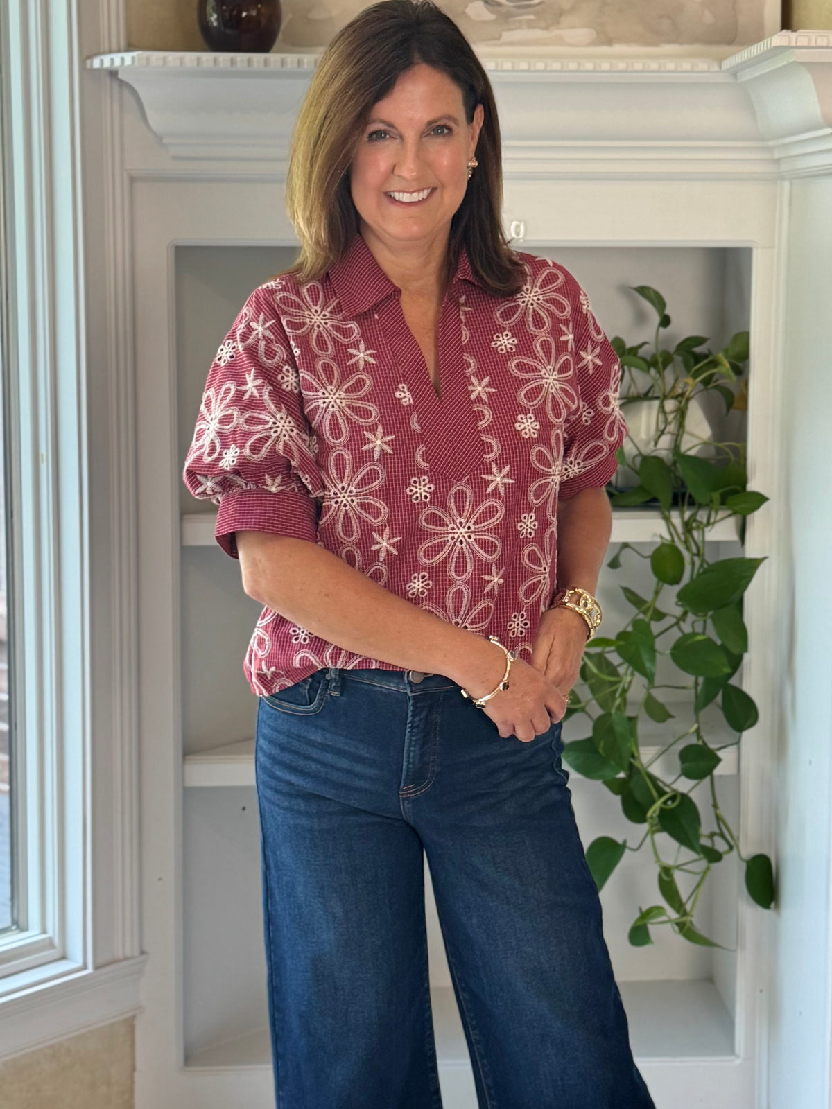 Pick Me Embroidered Eyelet Top