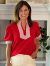 Timeless Contrast Top - Red