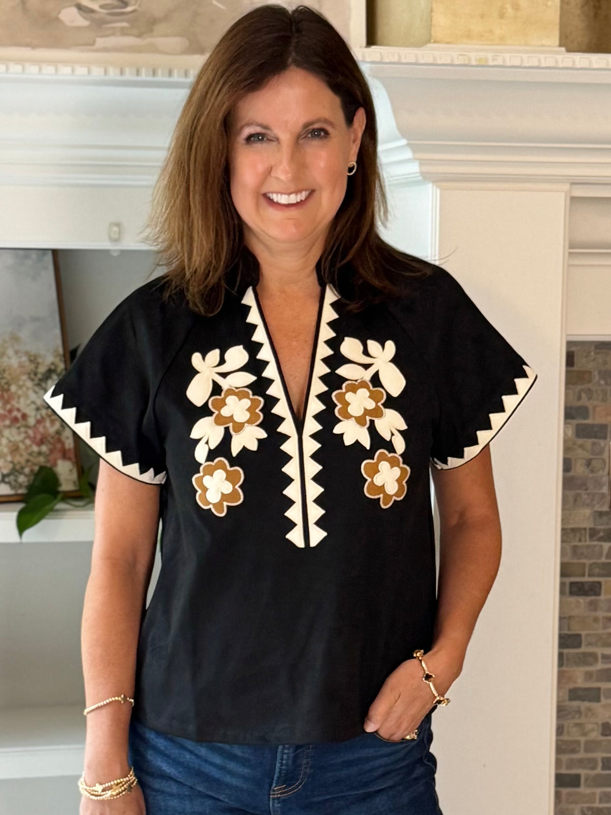 THML Wild Trails Embroidered Top