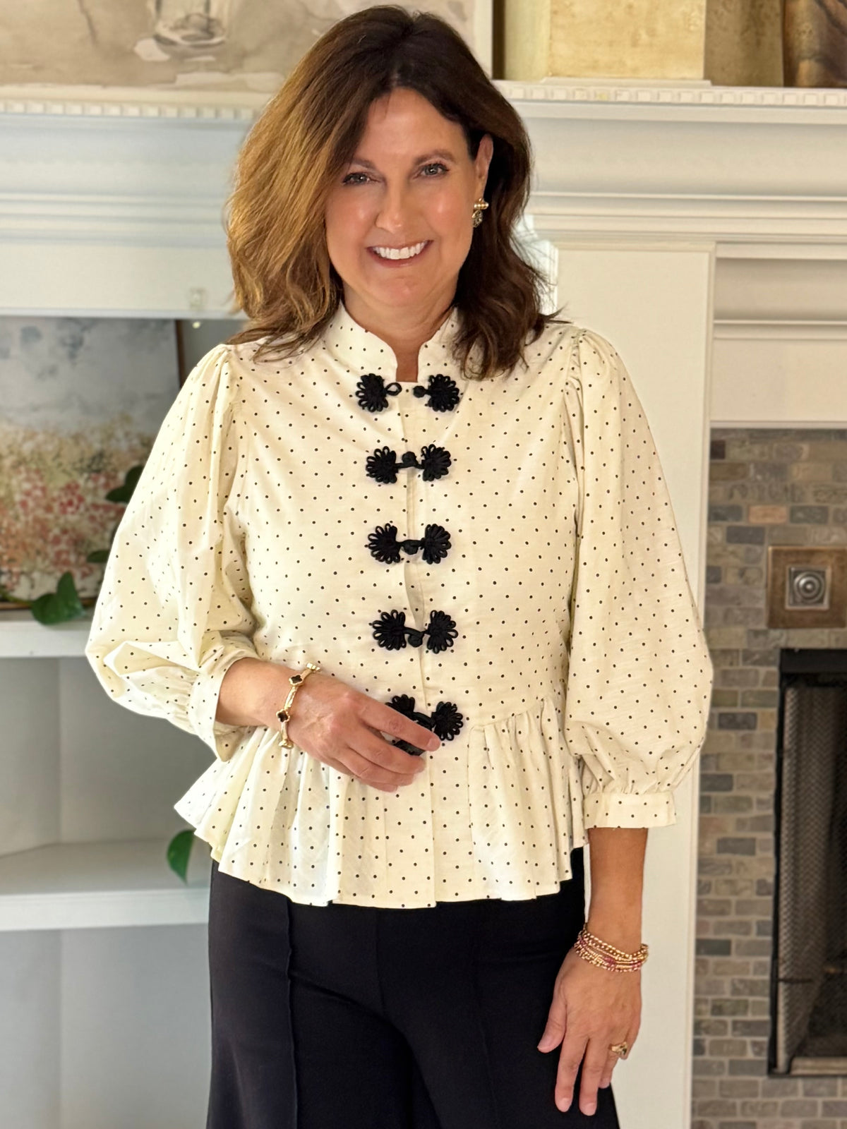 A Touch of Polka Peplum Top