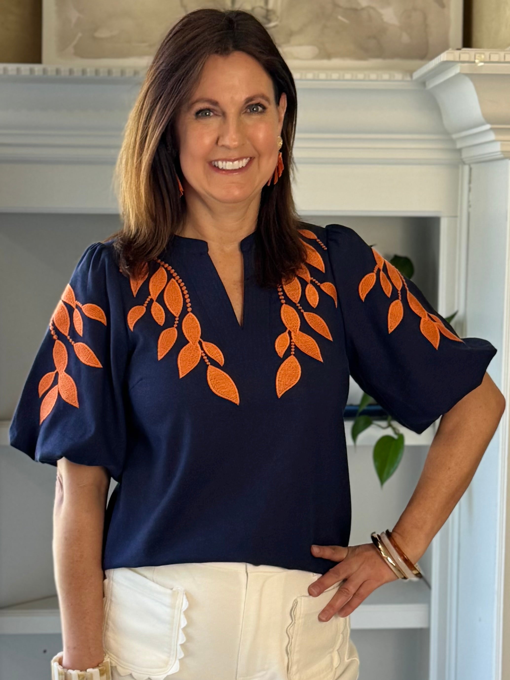 Sunset Vine Embroidered Top