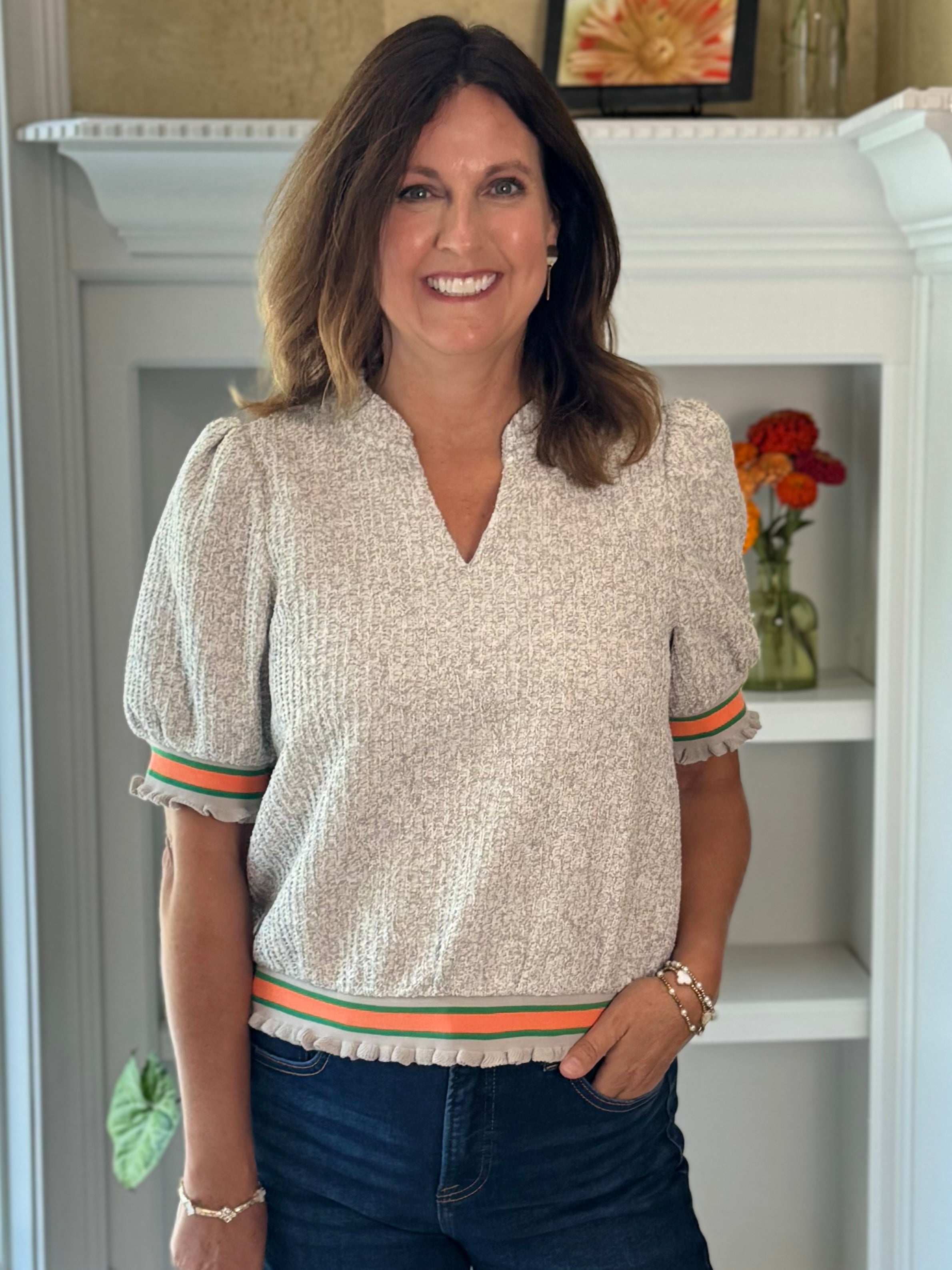 Retro Contrast Knit Top