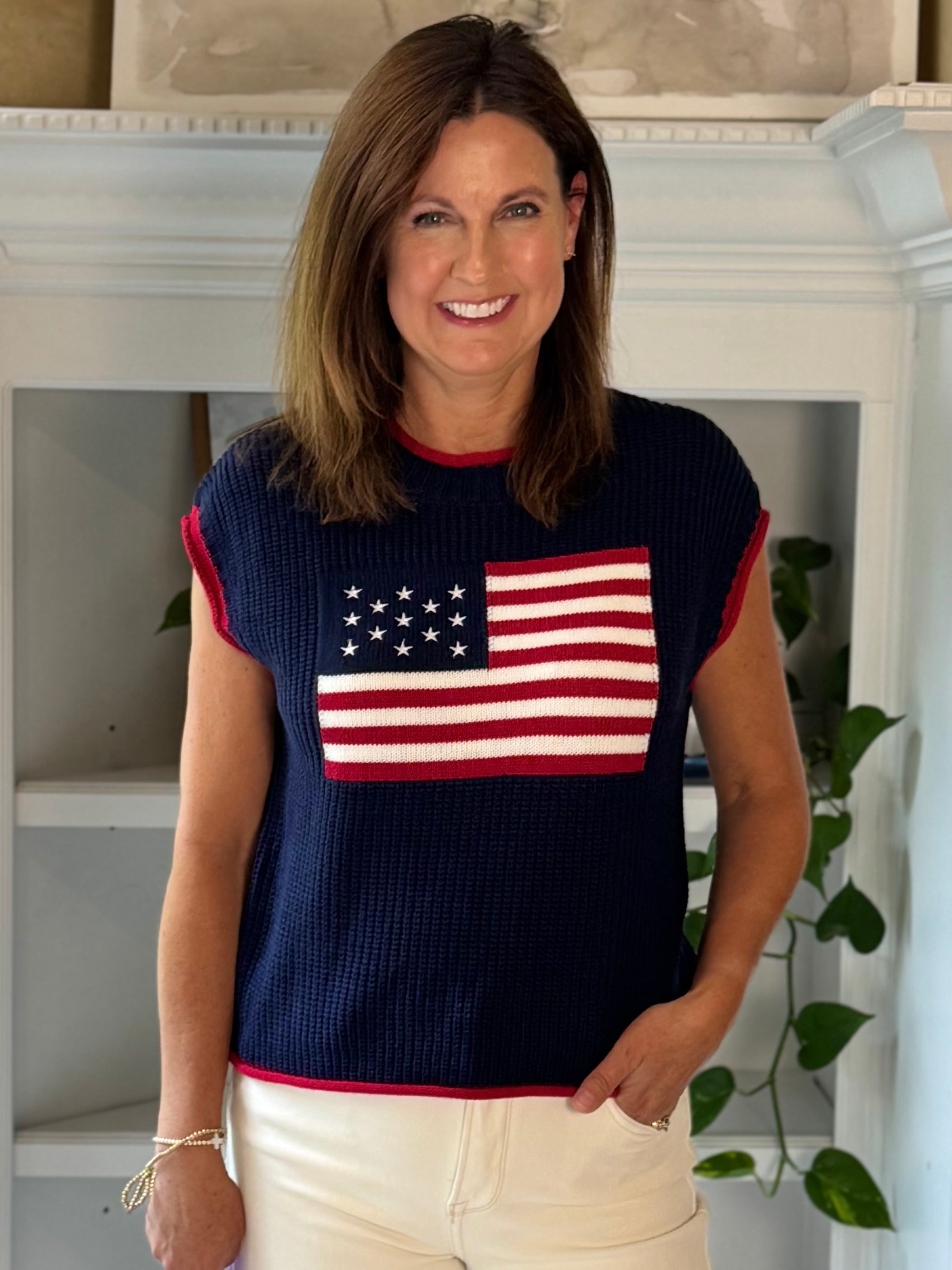 Stars & Stripes Knit Top - Navy