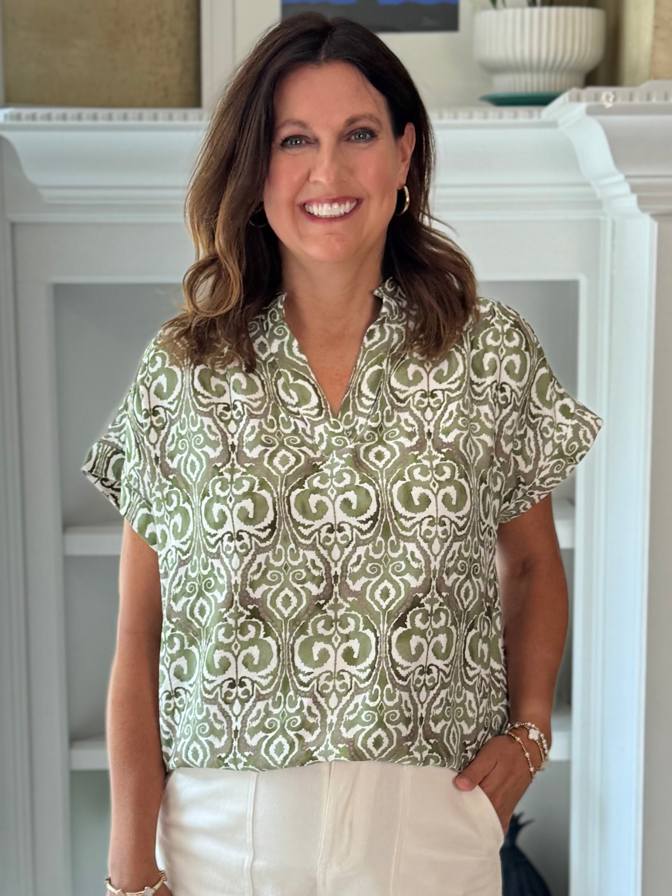 Modern Olive Print Top