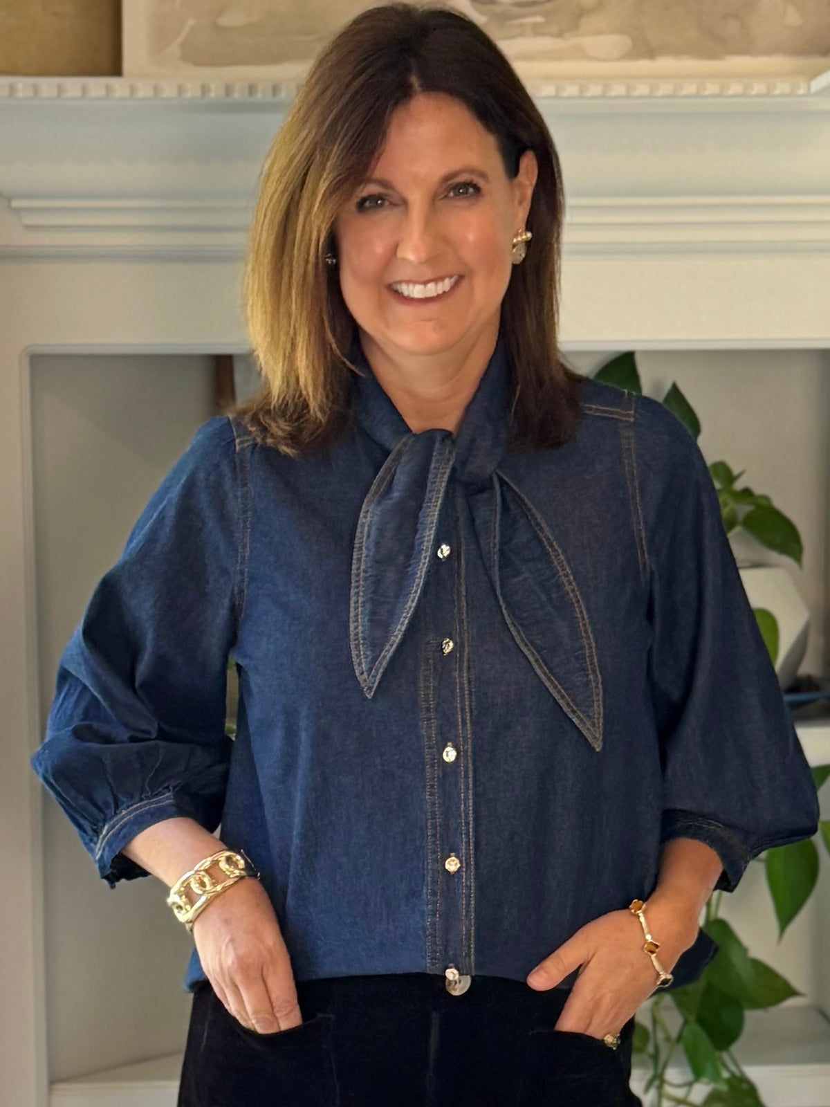 Denim With a Twist Tie Top