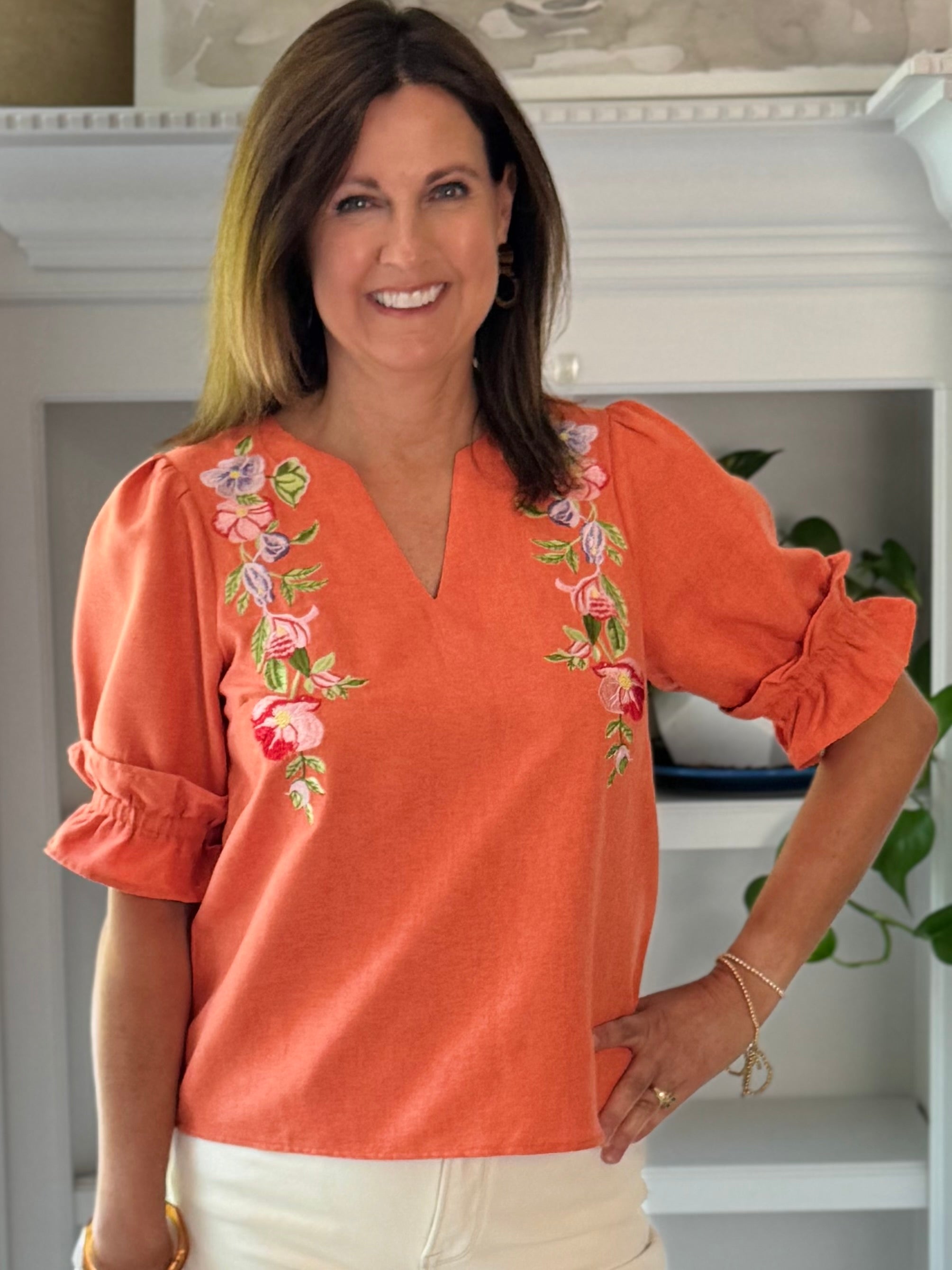 Sunset Elegance Embroidered Top