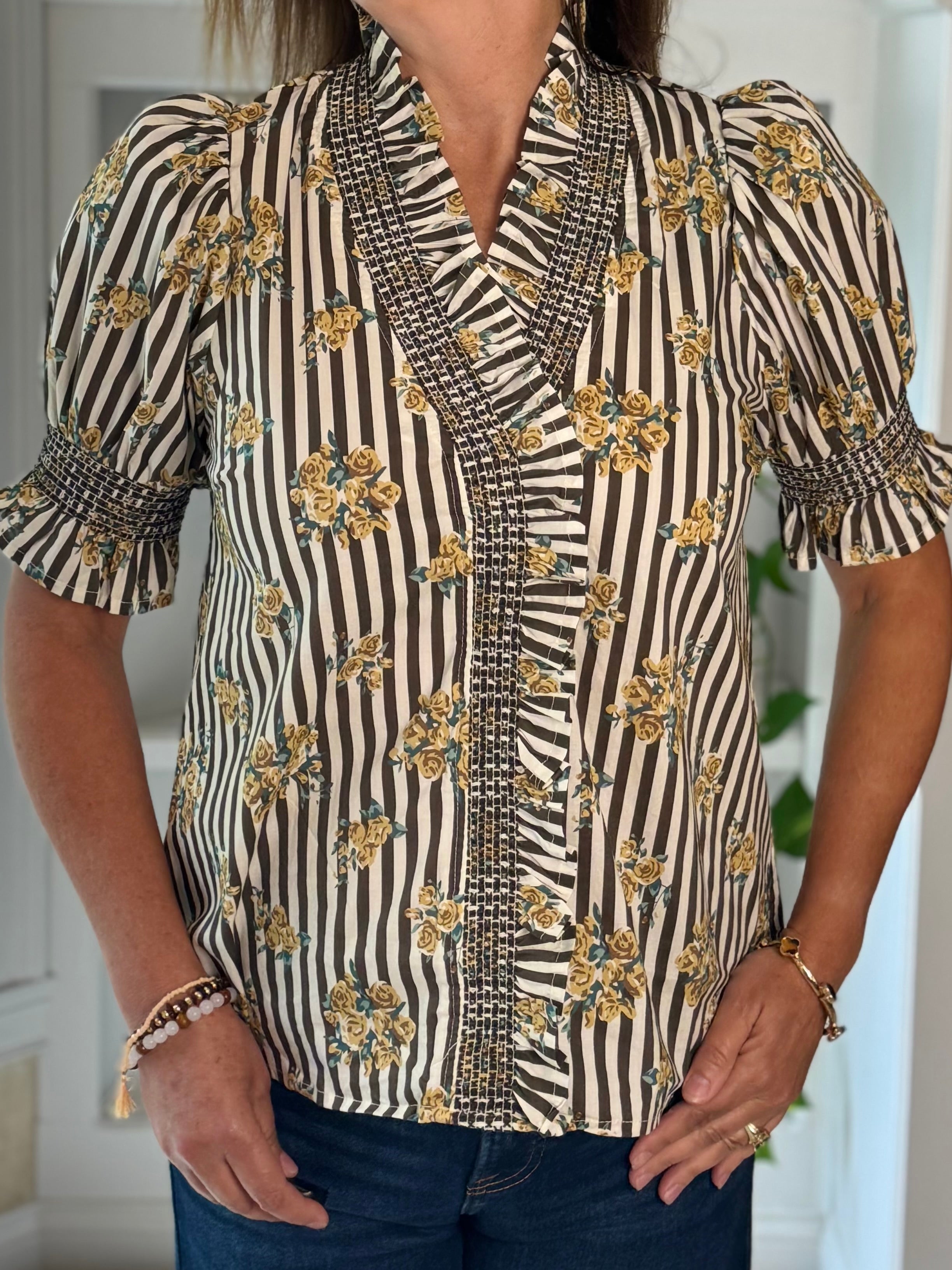 Twice as Nice Floral Striped Top