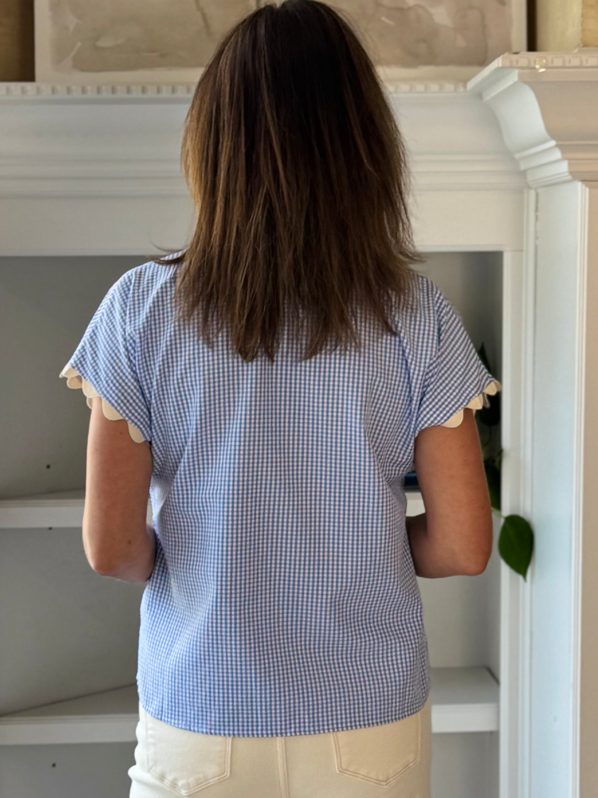 THML Bon Voyage Embroidered Top - Gingham