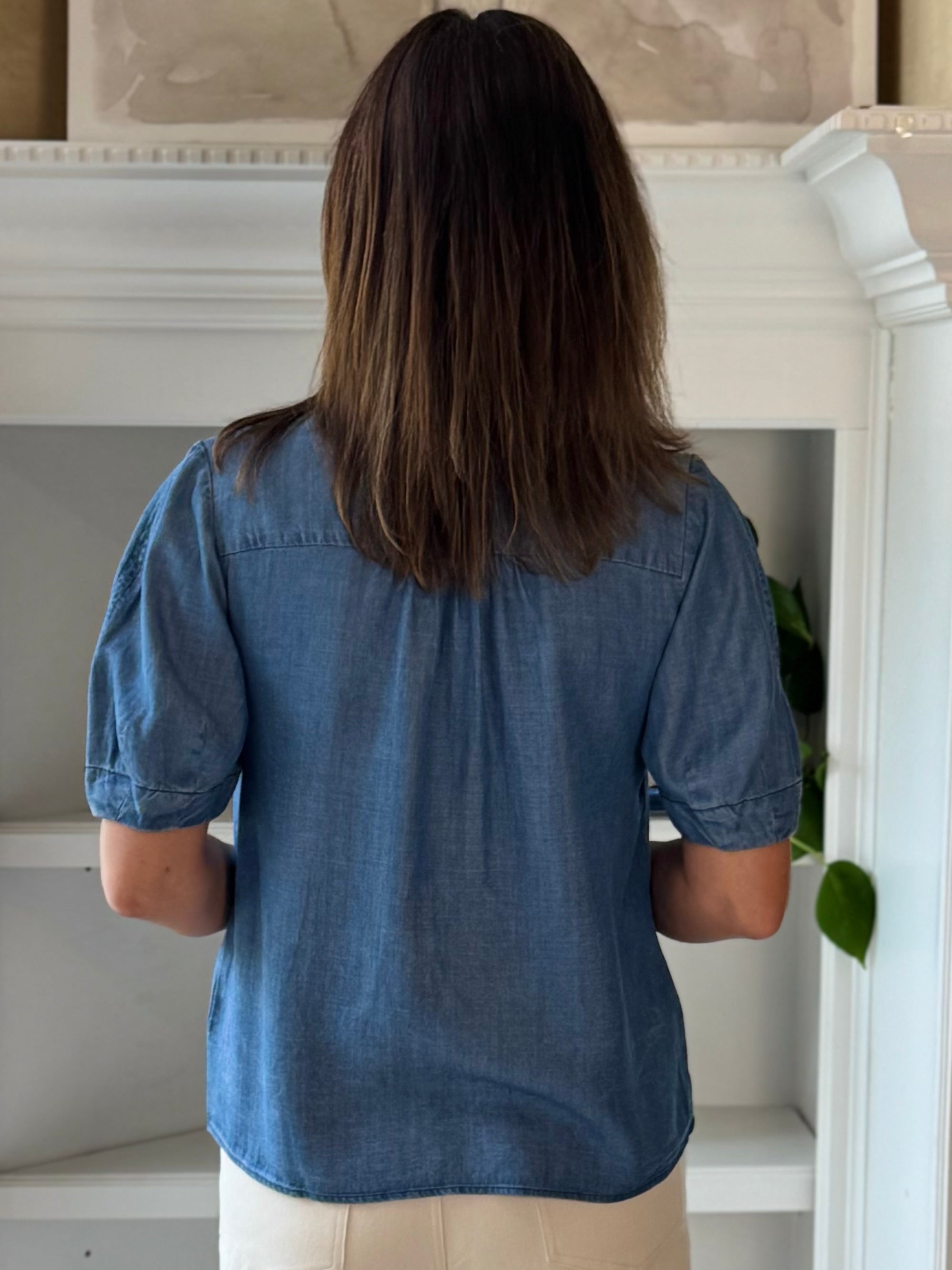 Current Air Chambray Ease Top