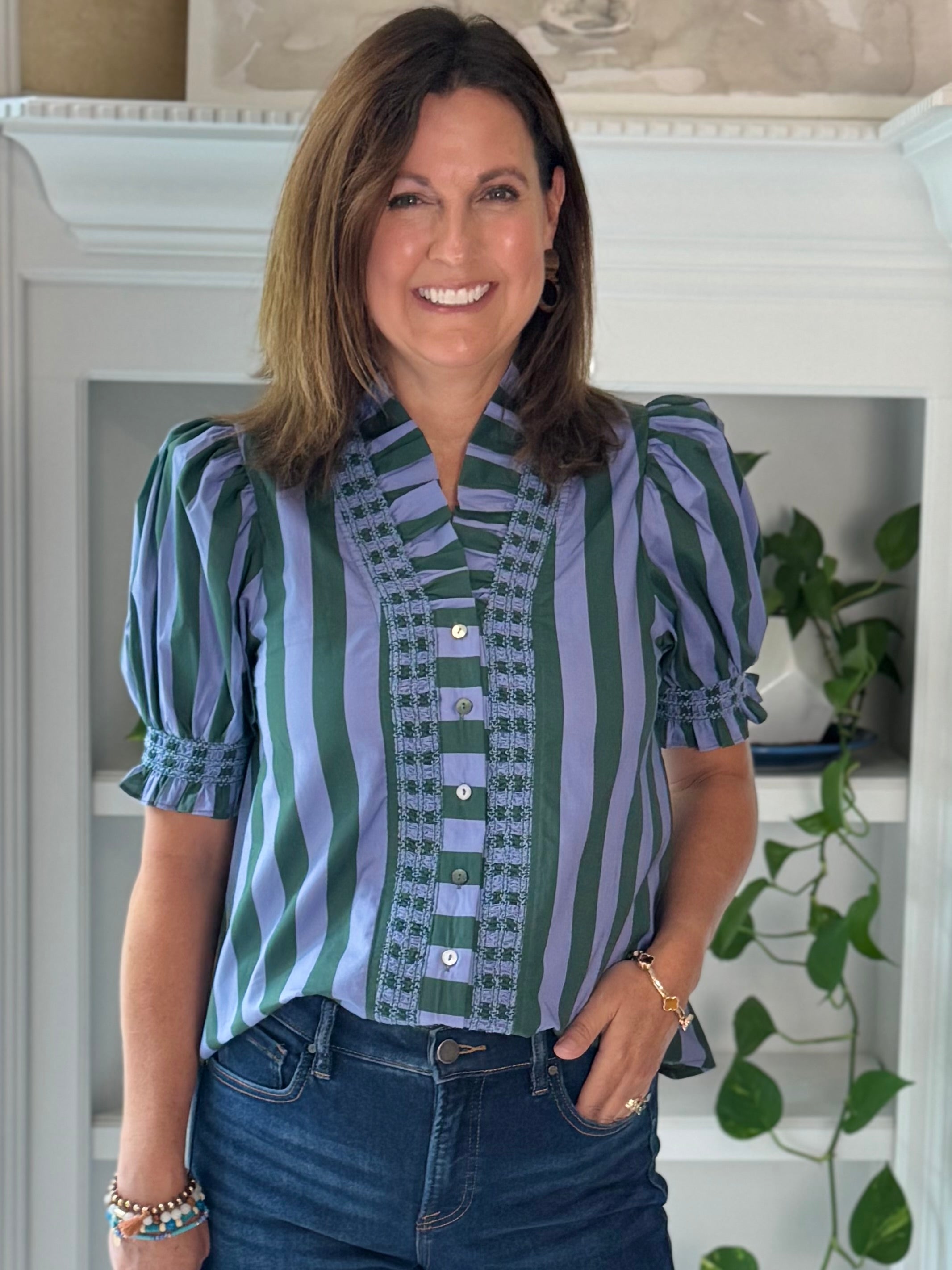 Love at First Stripe Top - Blue/Green