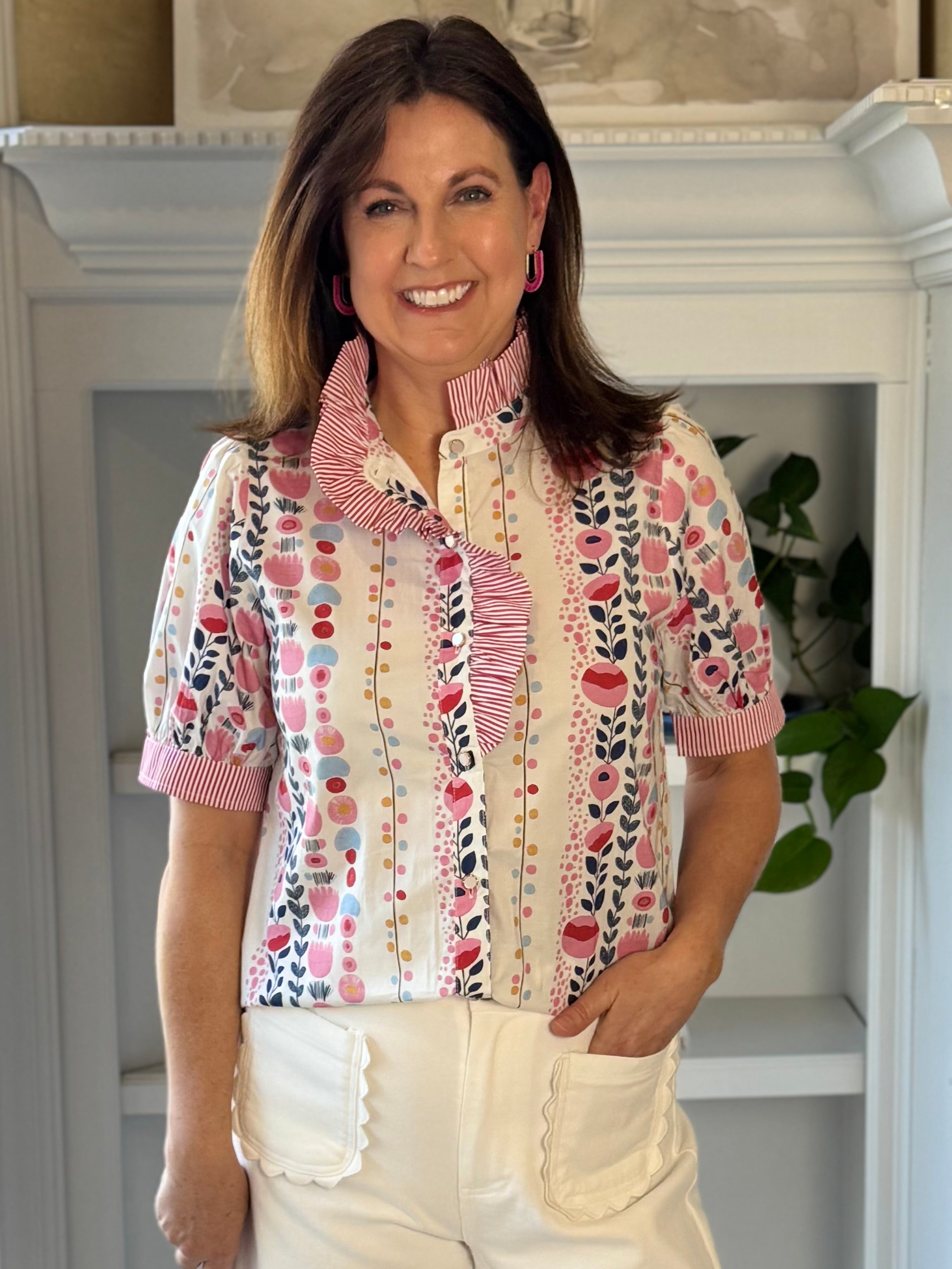 Playful Petals Contrast Top