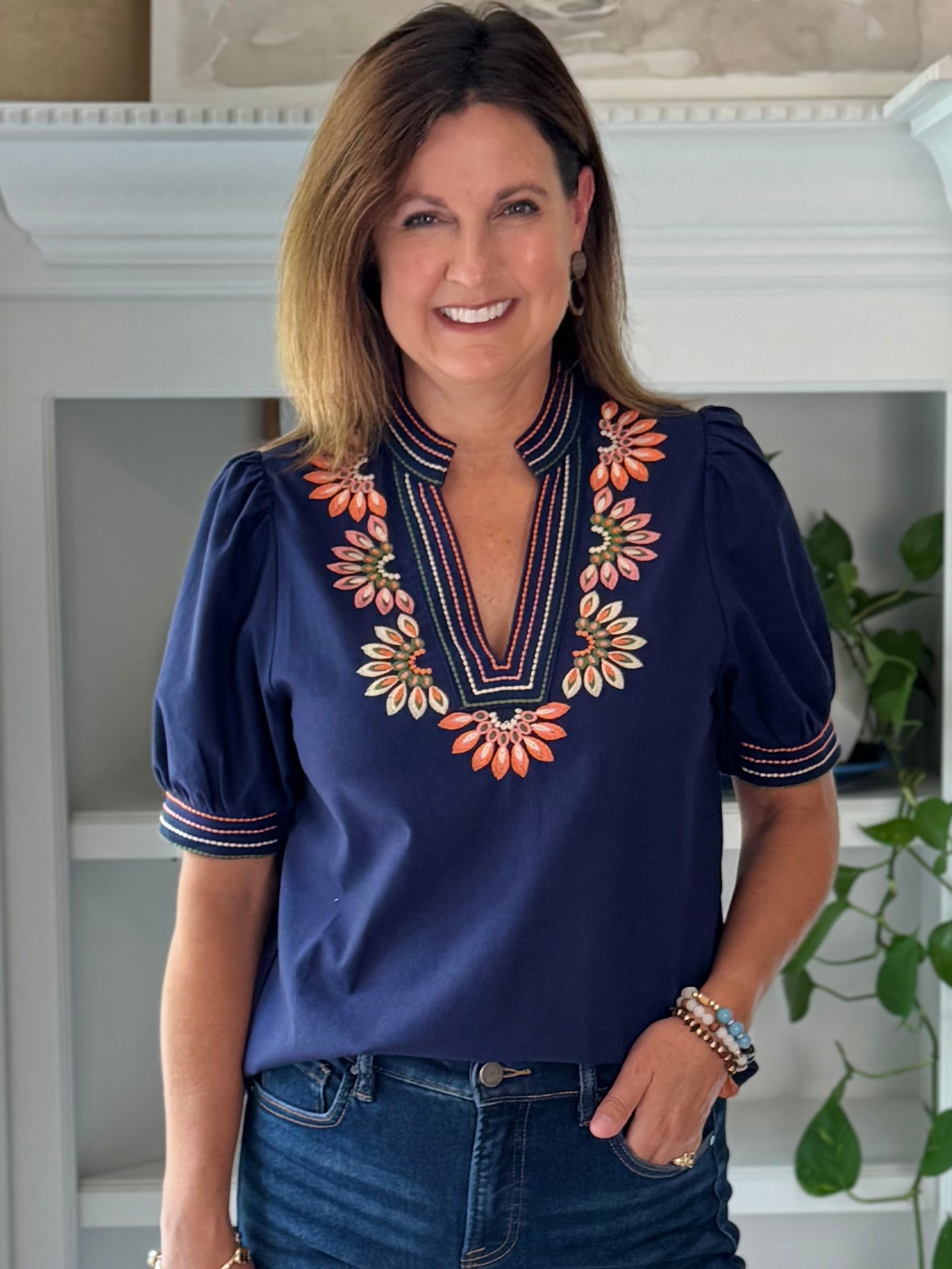 THML Autumn Smiles Embroidered Top