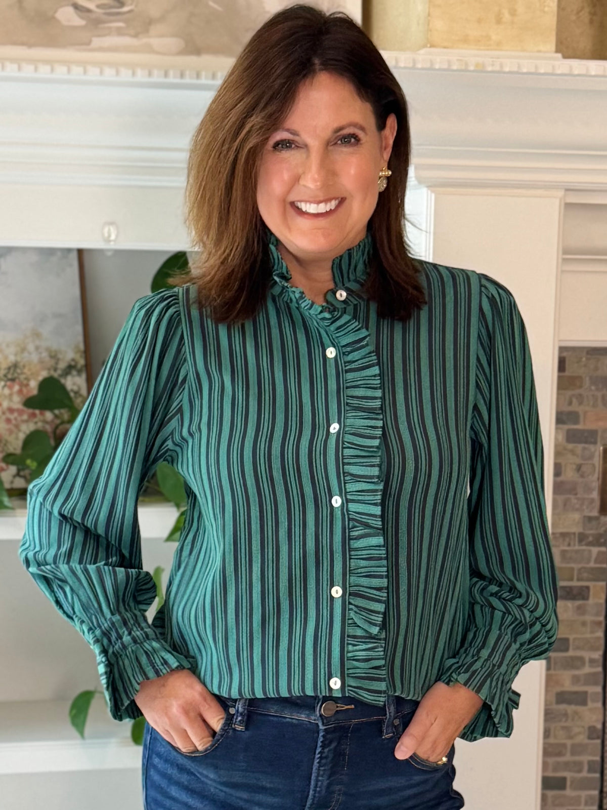 Striped Perfection Blouse - Green
