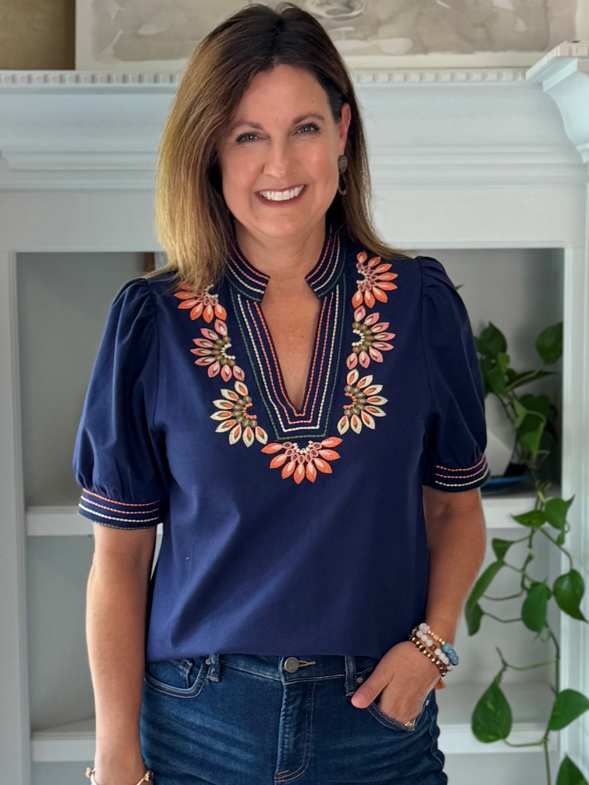 THML Autumn Smiles Embroidered Top