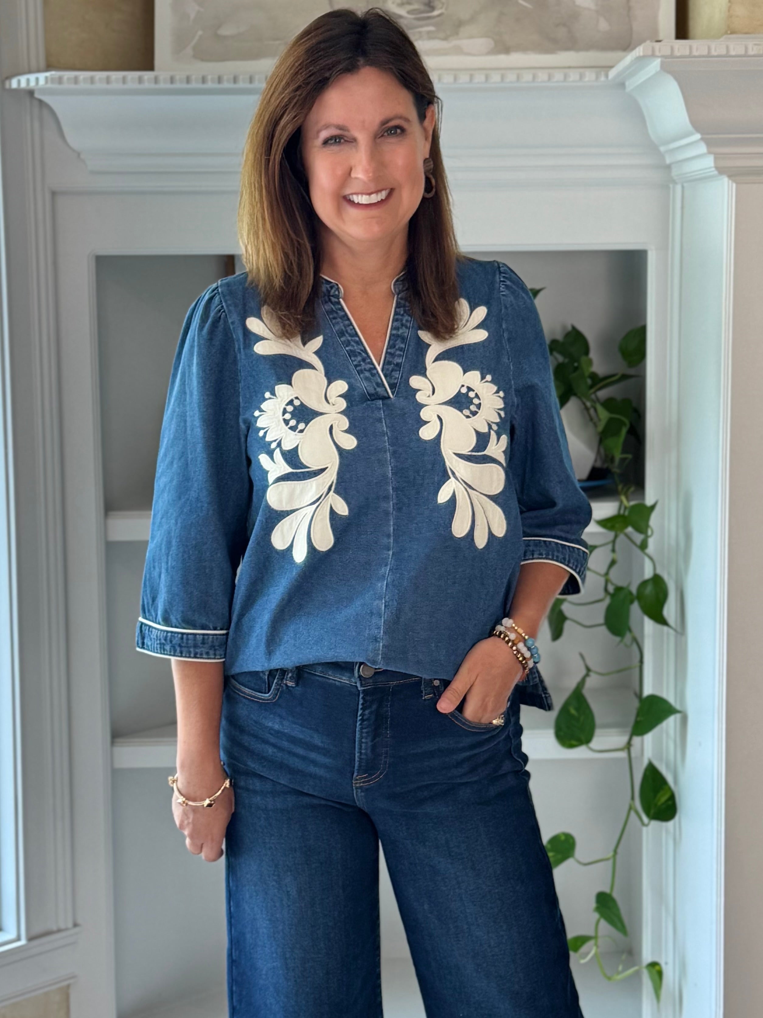 Denim & Grace Applique Top