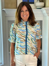 Safari Striped Accent Top - Blues
