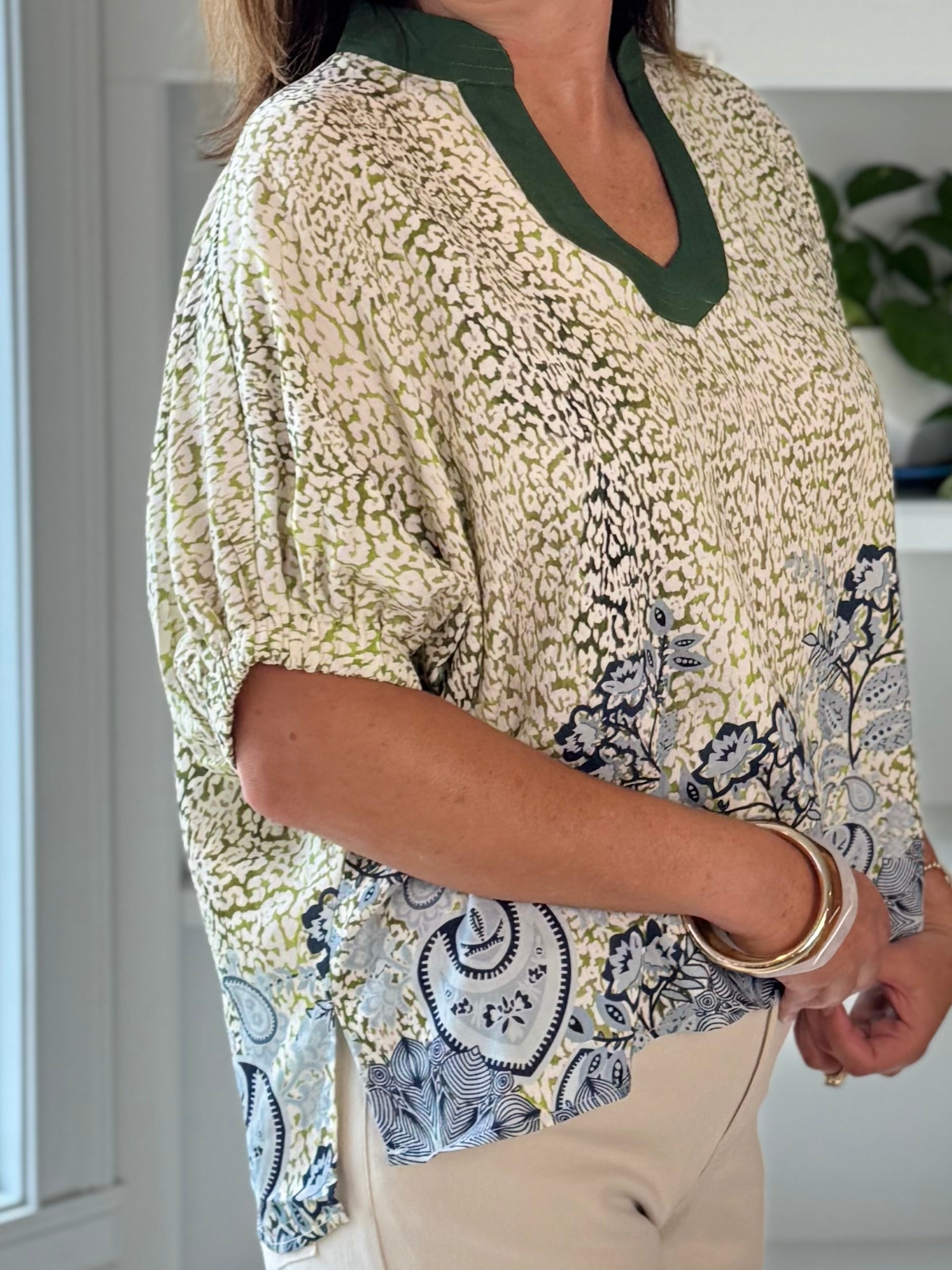 Olive Grove Print Top