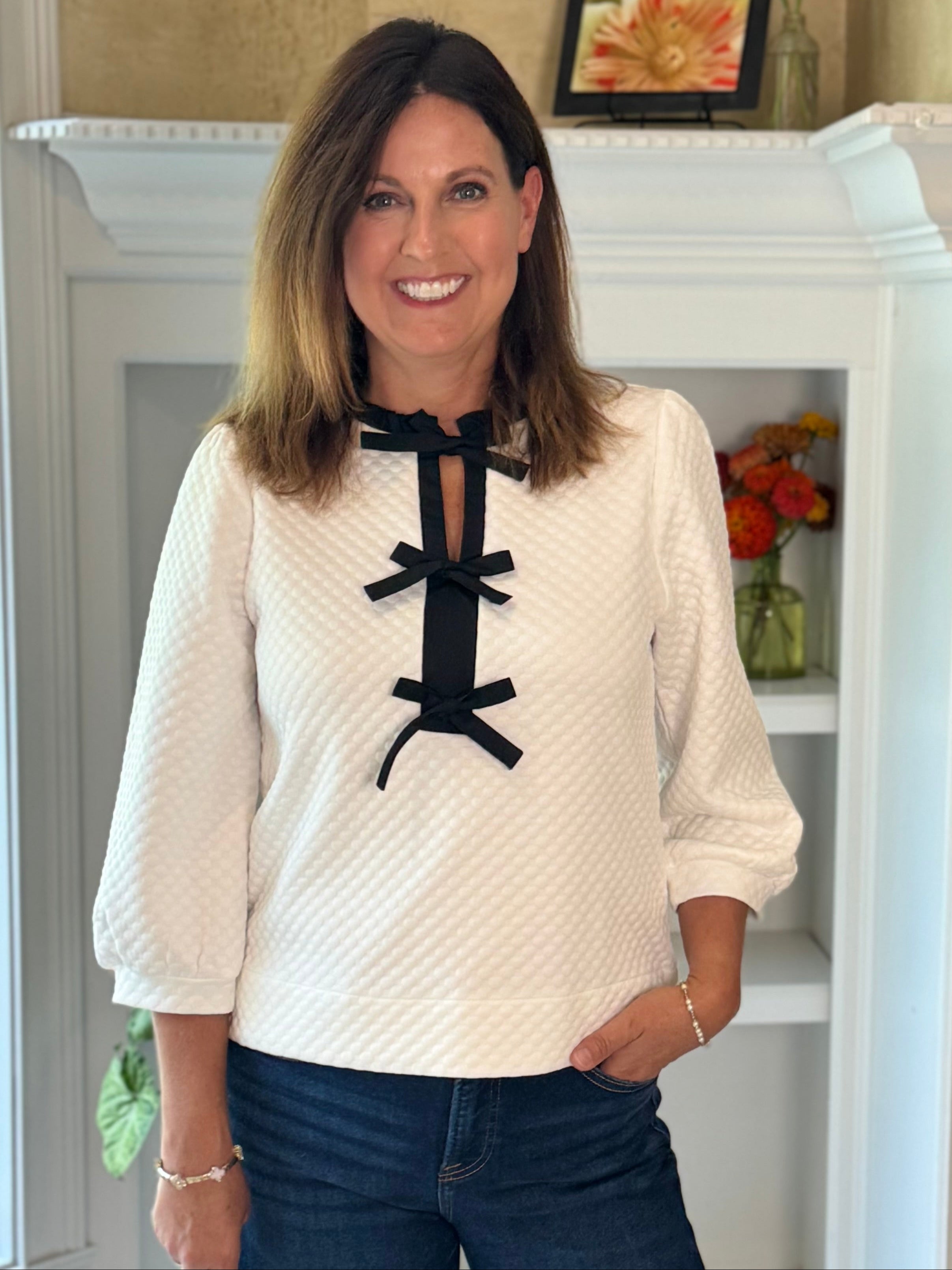 Textured Bow Statement Top