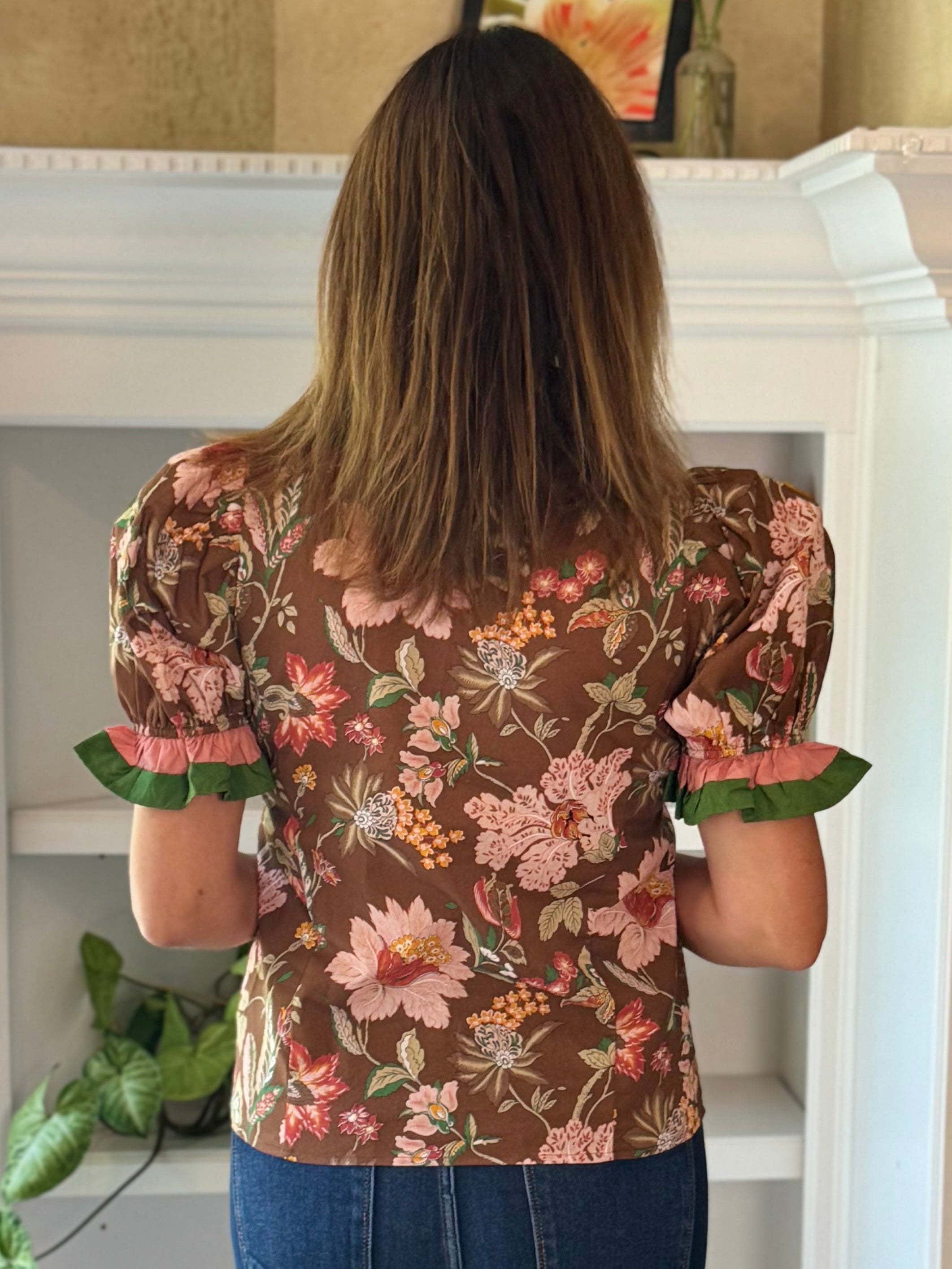 Floral Edge Contrast Top