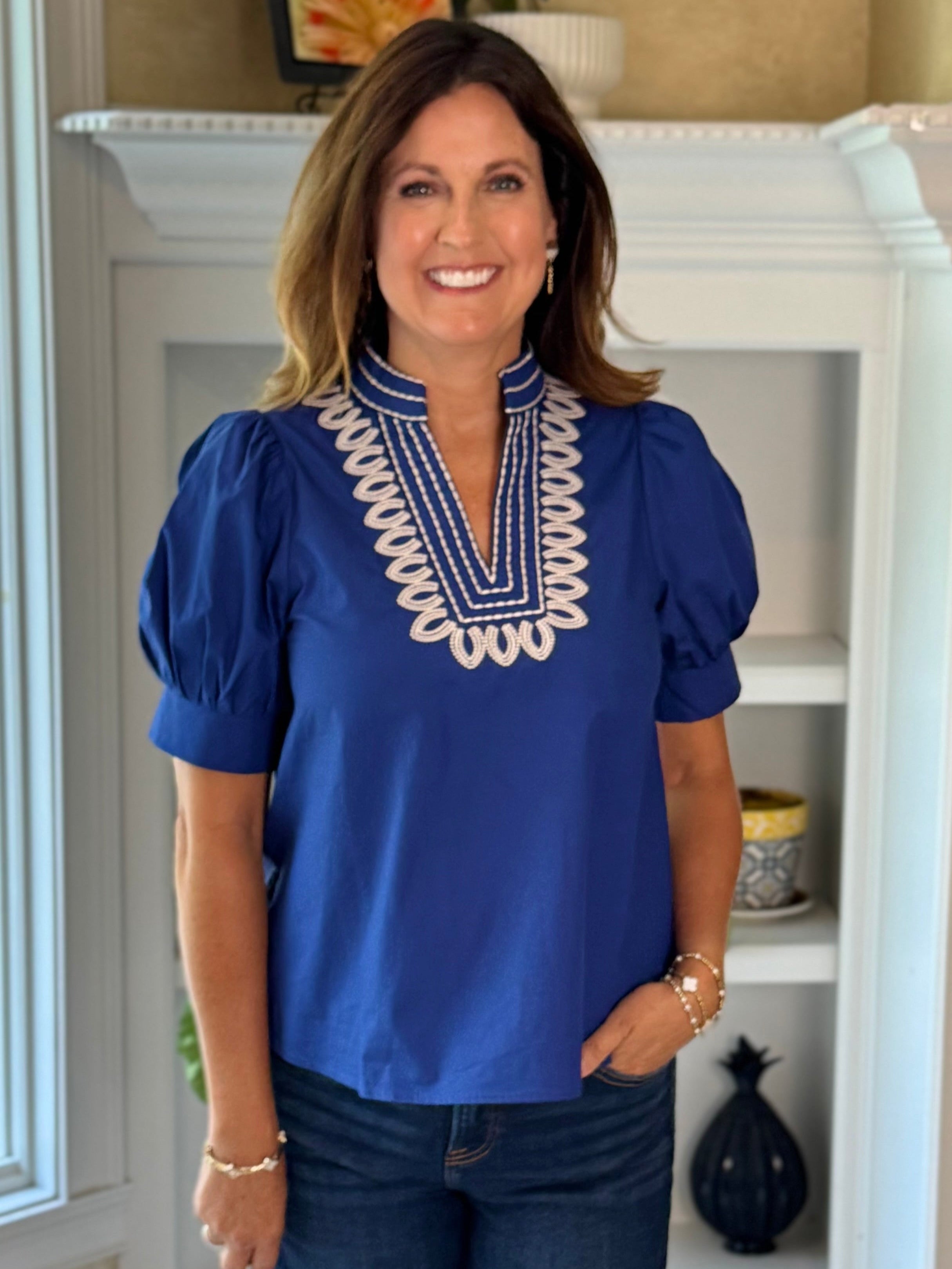 Radiance Embroidered Top - Blue