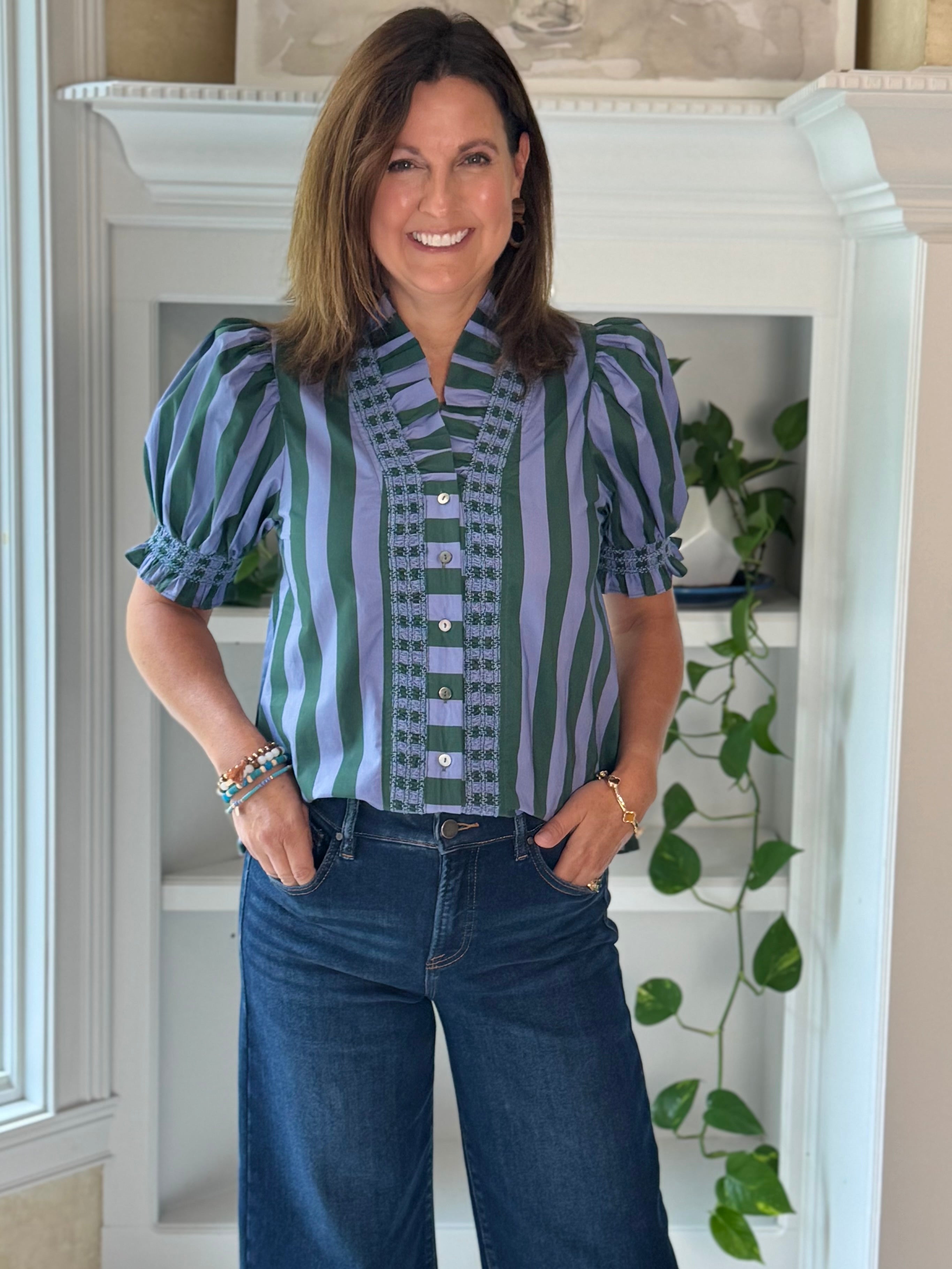 Love at First Stripe Top - Blue/Green